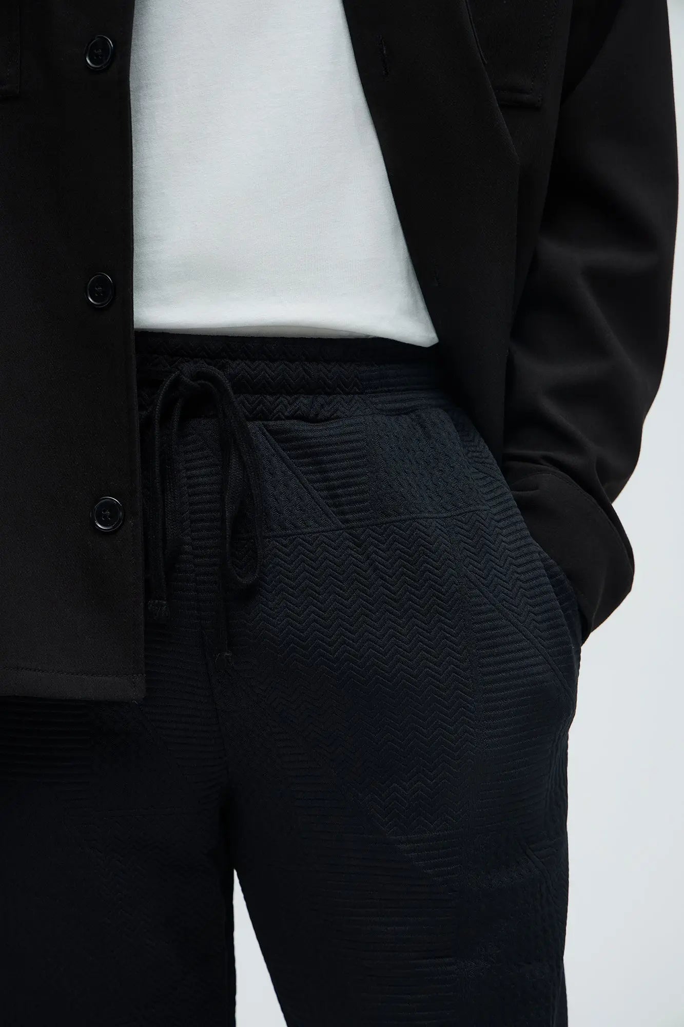 Textured Triangles Slim Pants - Black Fashion Nova