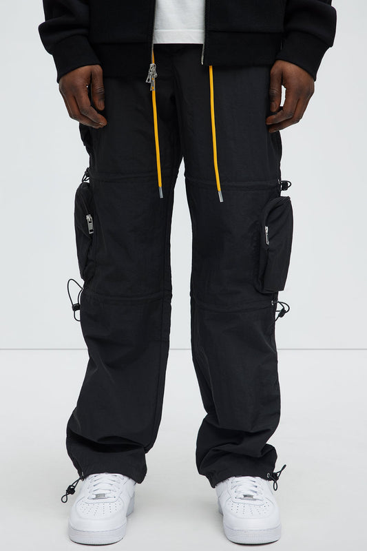 Act Like Homie Nylon Drawstring Cargo Pants - Black Fashion Nova