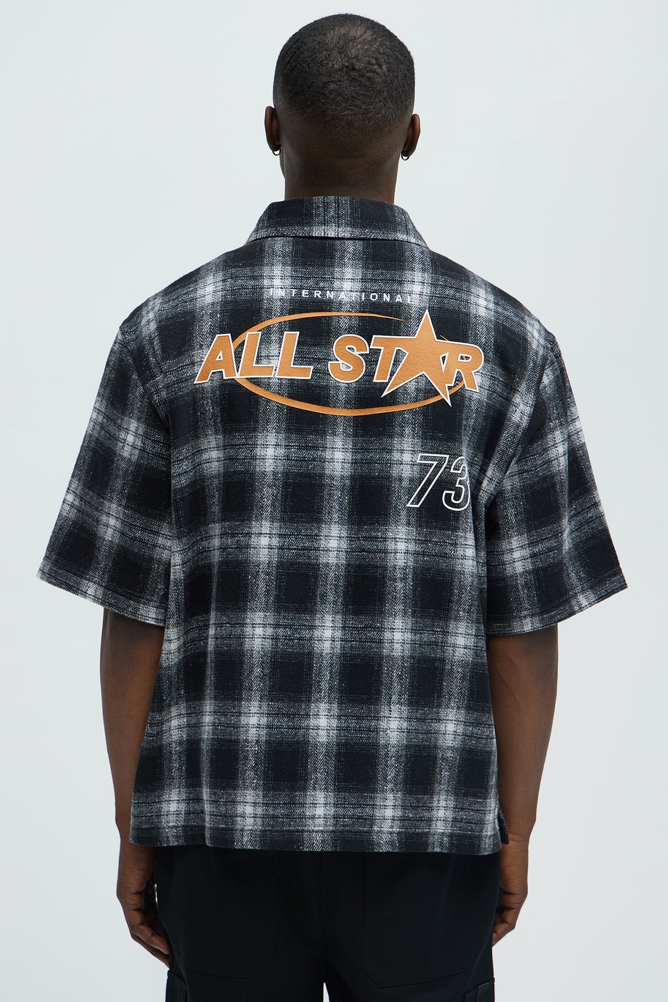 All Star Plaid Button Down Cropped Short Sleeve Shirt - Black/combo Fashion Nova
