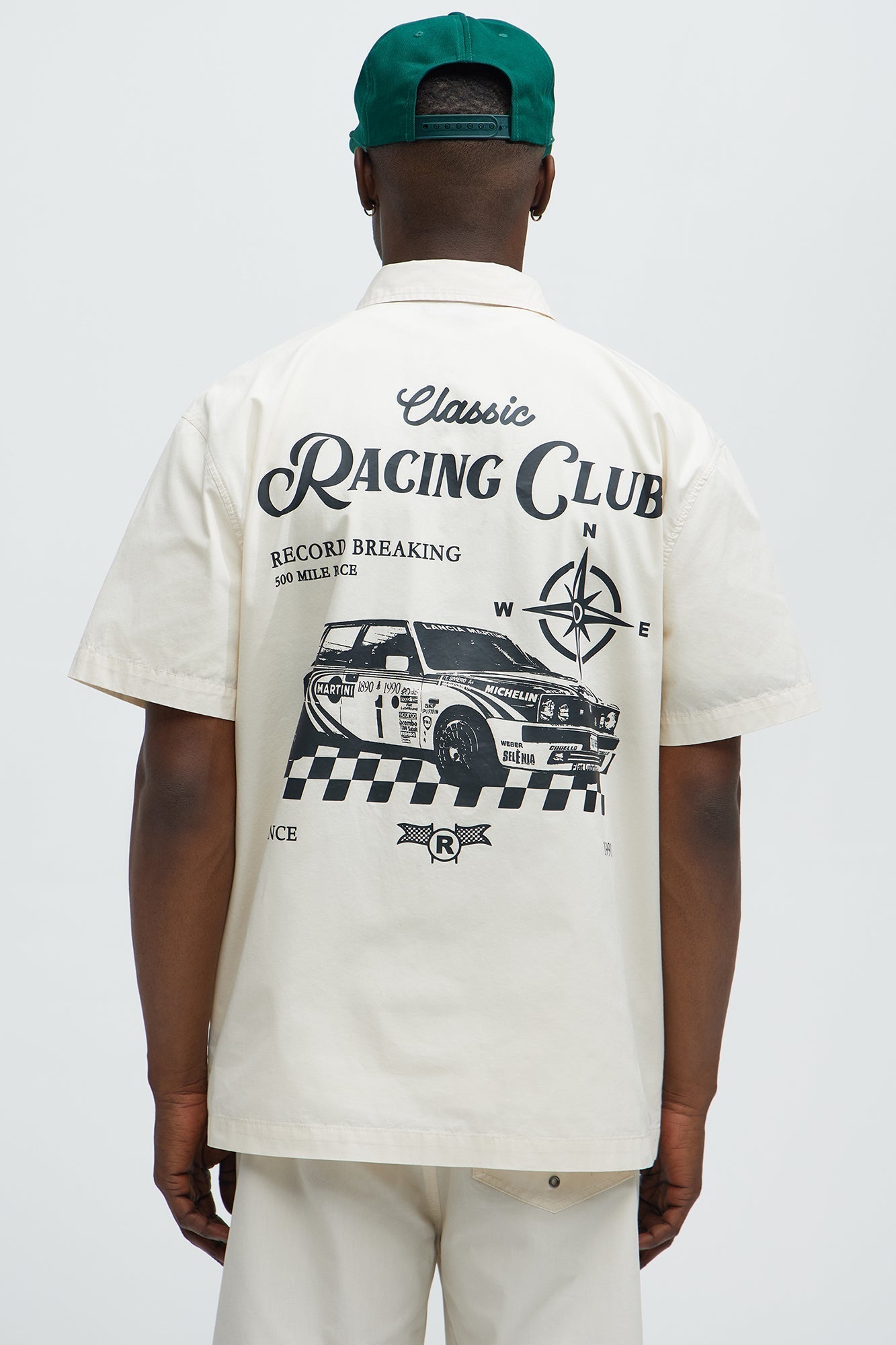 Racing Club Short Sleeve Button Up Shirt - Cream Fashion Nova