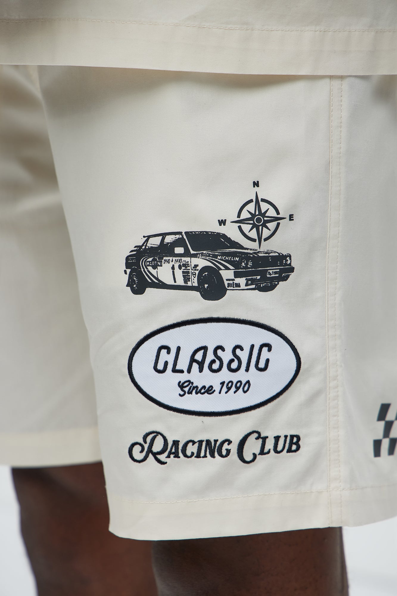 Racing Club Relaxed Drawstring Shorts - Cream Fashion Nova