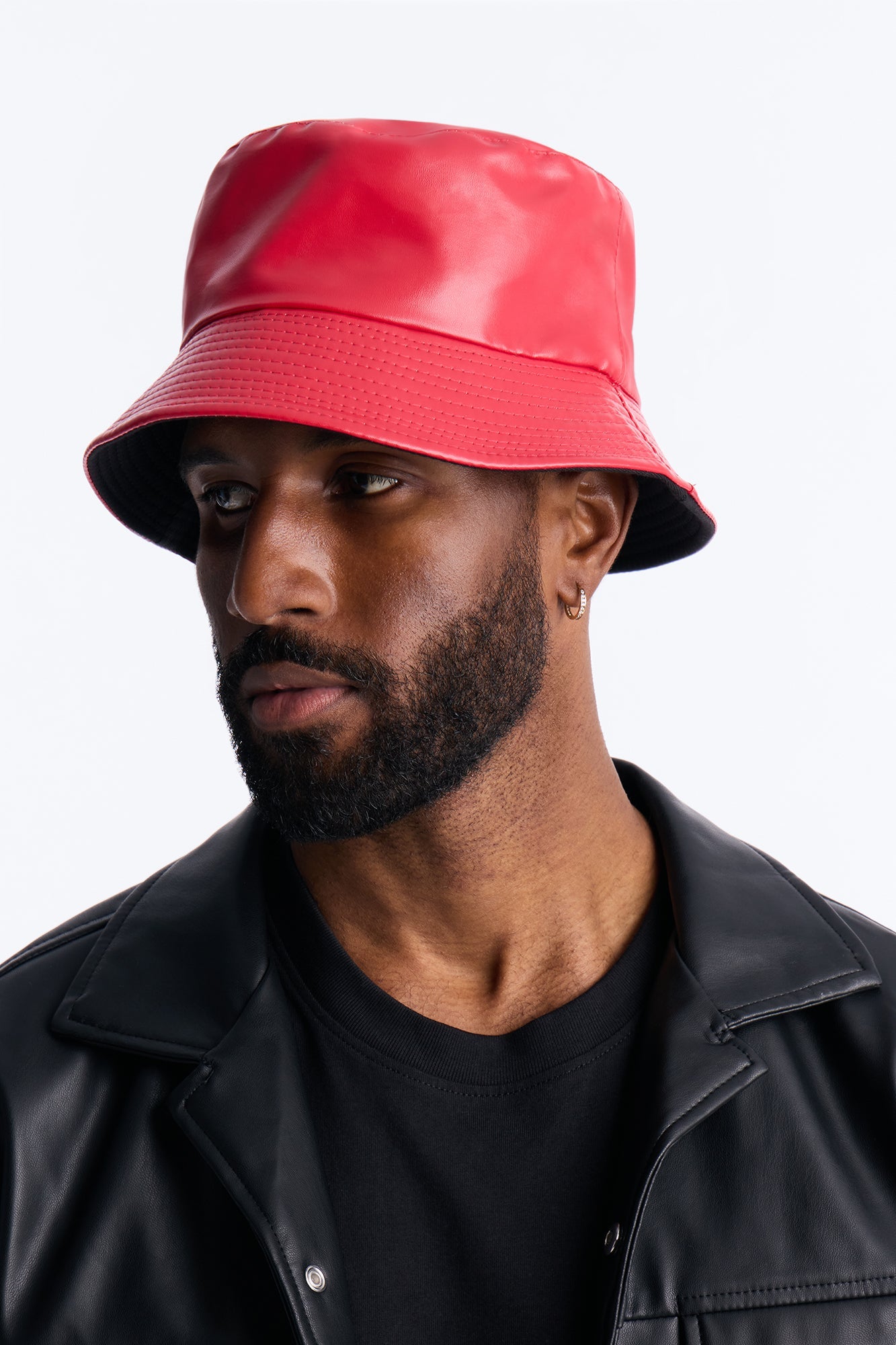 Faux Leather Bucket Hat - Red Fashion Nova