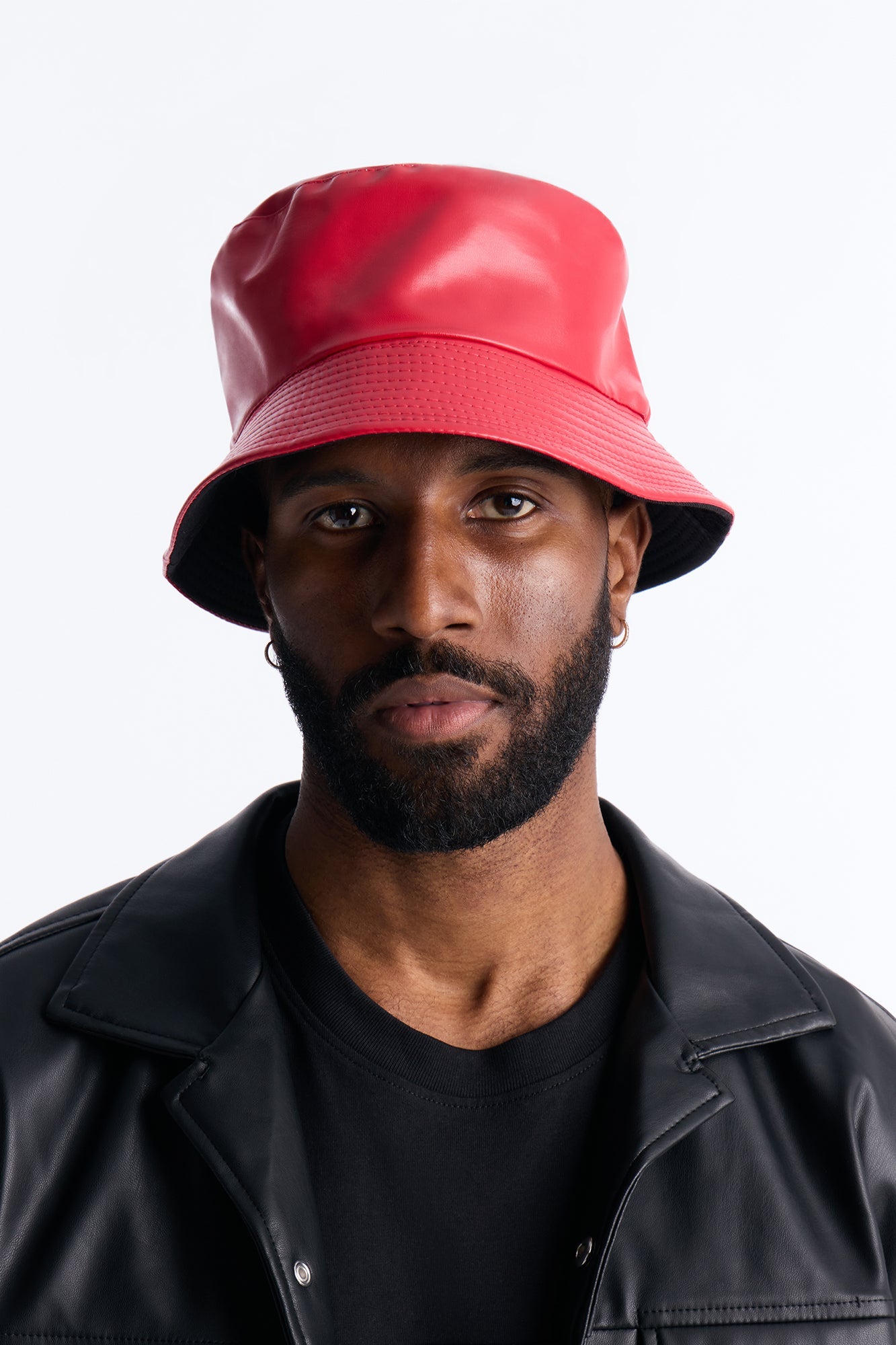 Faux Leather Bucket Hat - Red Fashion Nova
