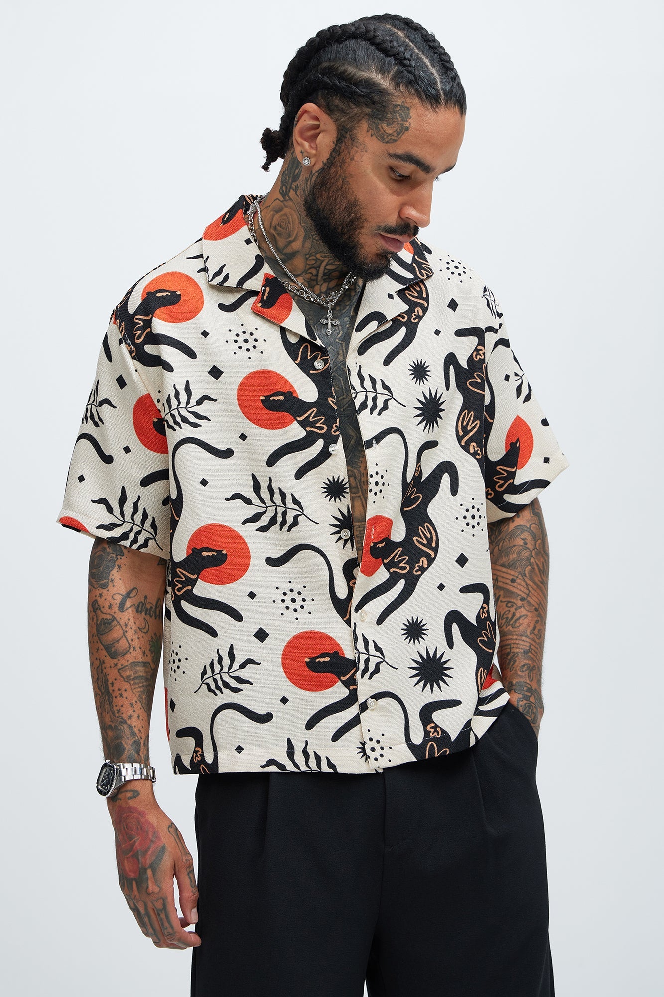 Dancing Cat Shirt - Tan/Multi Fashion Nova