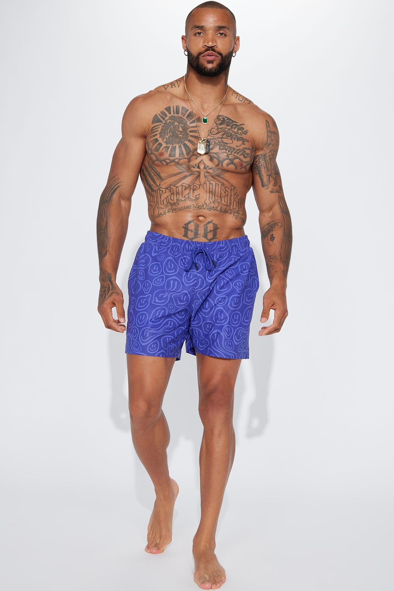 Good Day Print Change Swim Trunk 6″ - Purple Fashion Nova
