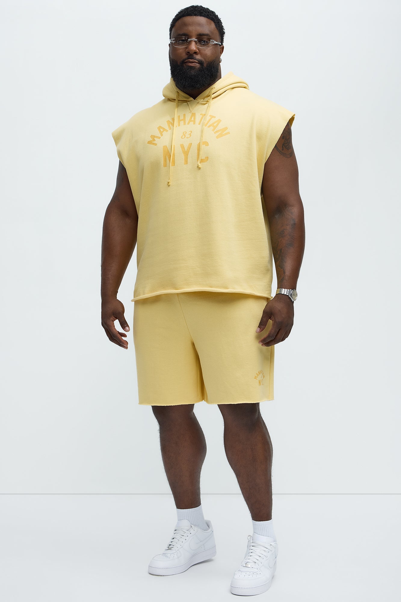 Manhattan Sleeveless Hoodie - Yellow Fashion Nova