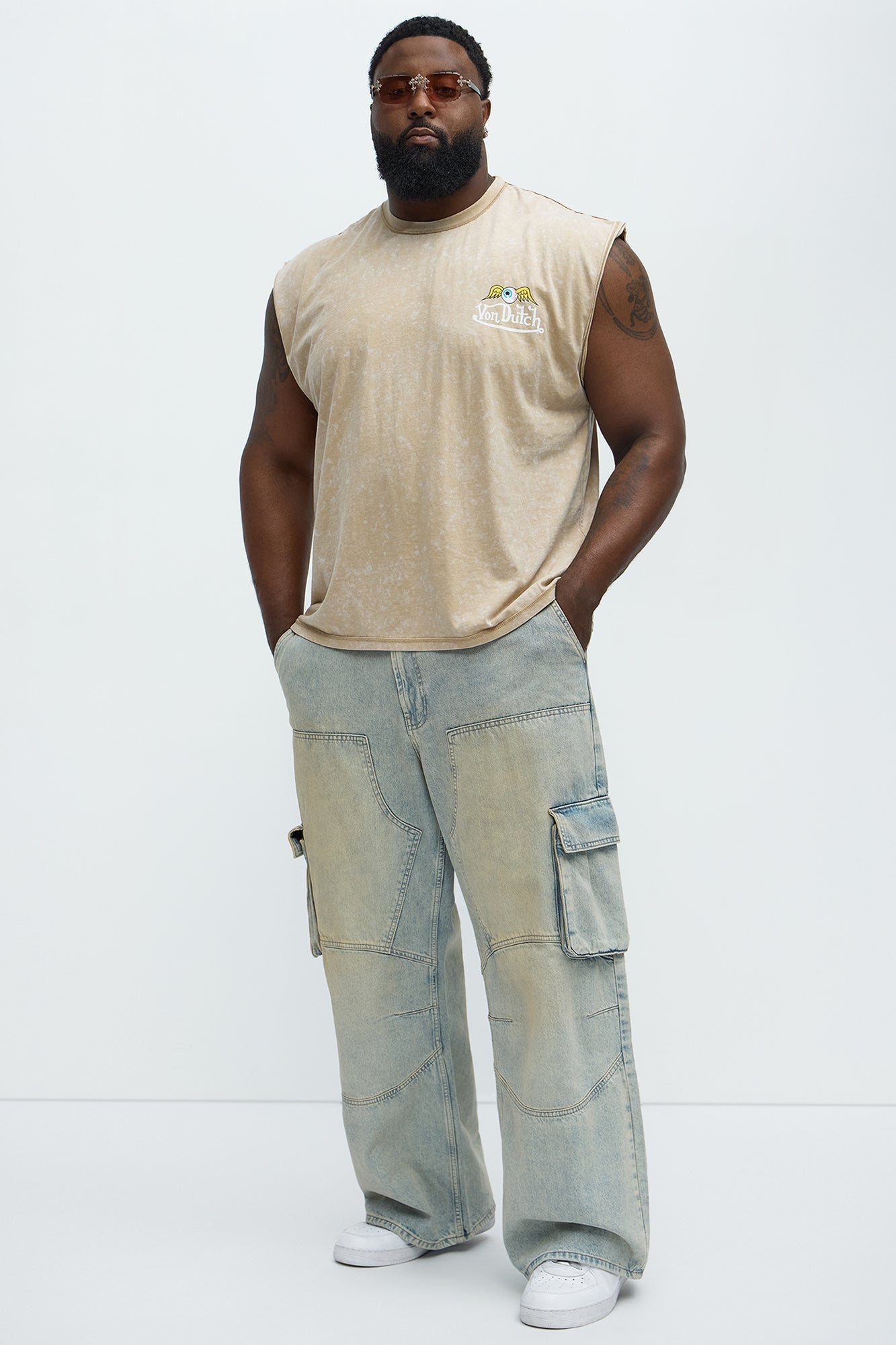Von Dutch Winged Eye Muscle Tee - Cream Fashion Nova