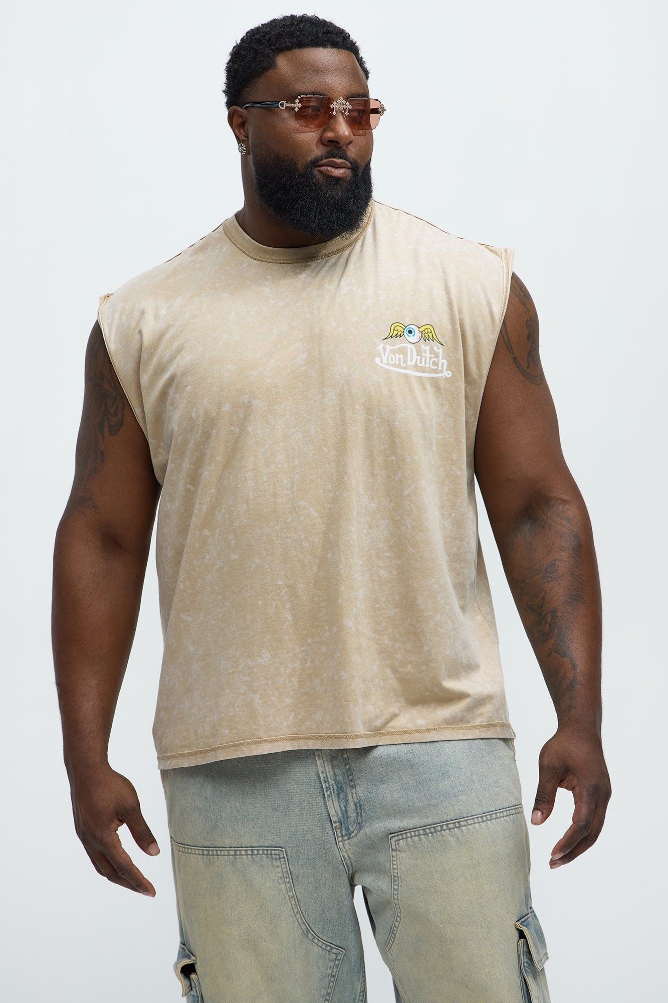 Von Dutch Winged Eye Muscle Tee - Cream Fashion Nova