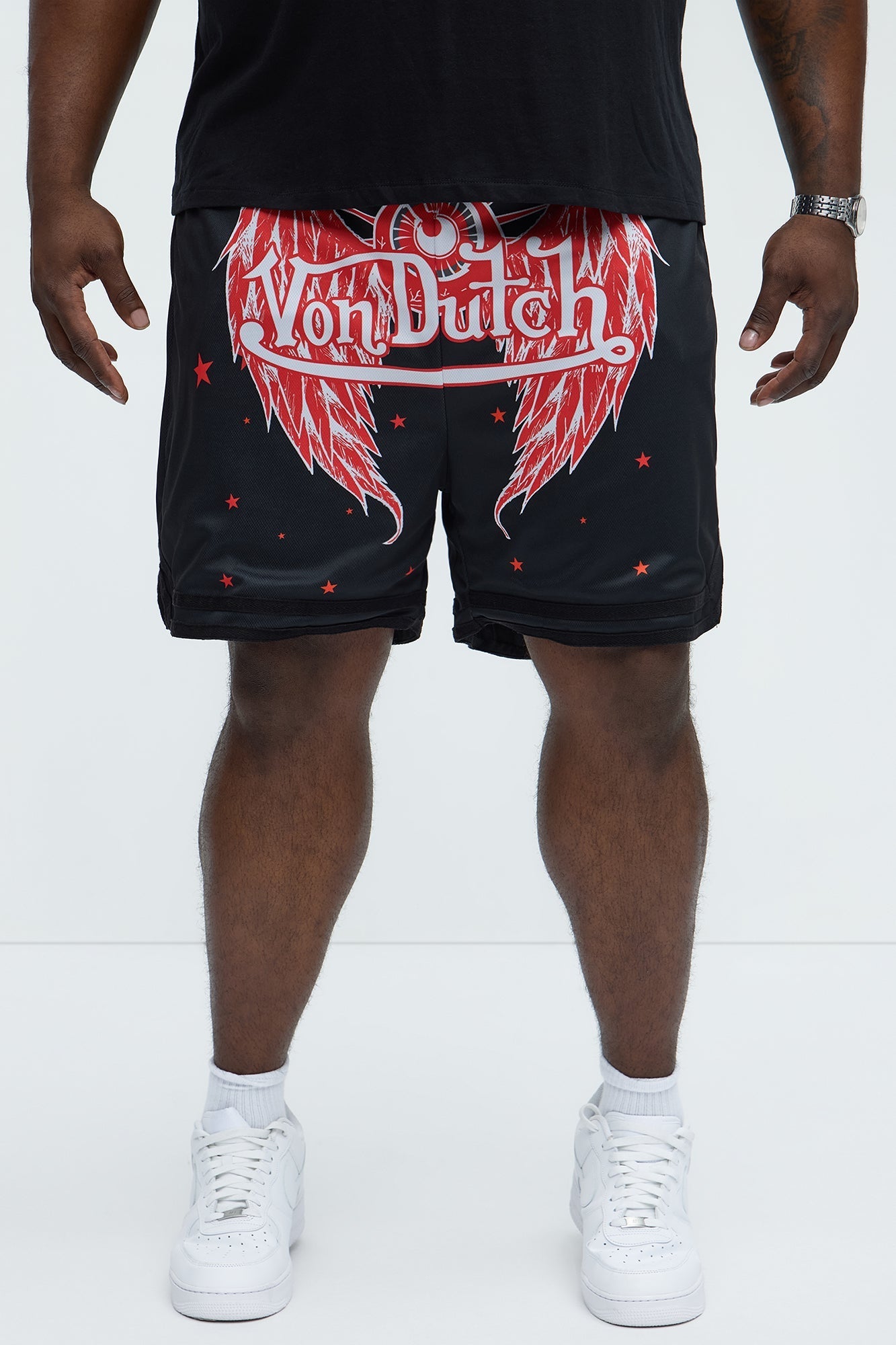 Von Dutch Eyeball Relaxed Drawstring Shorts - Black Fashion Nova