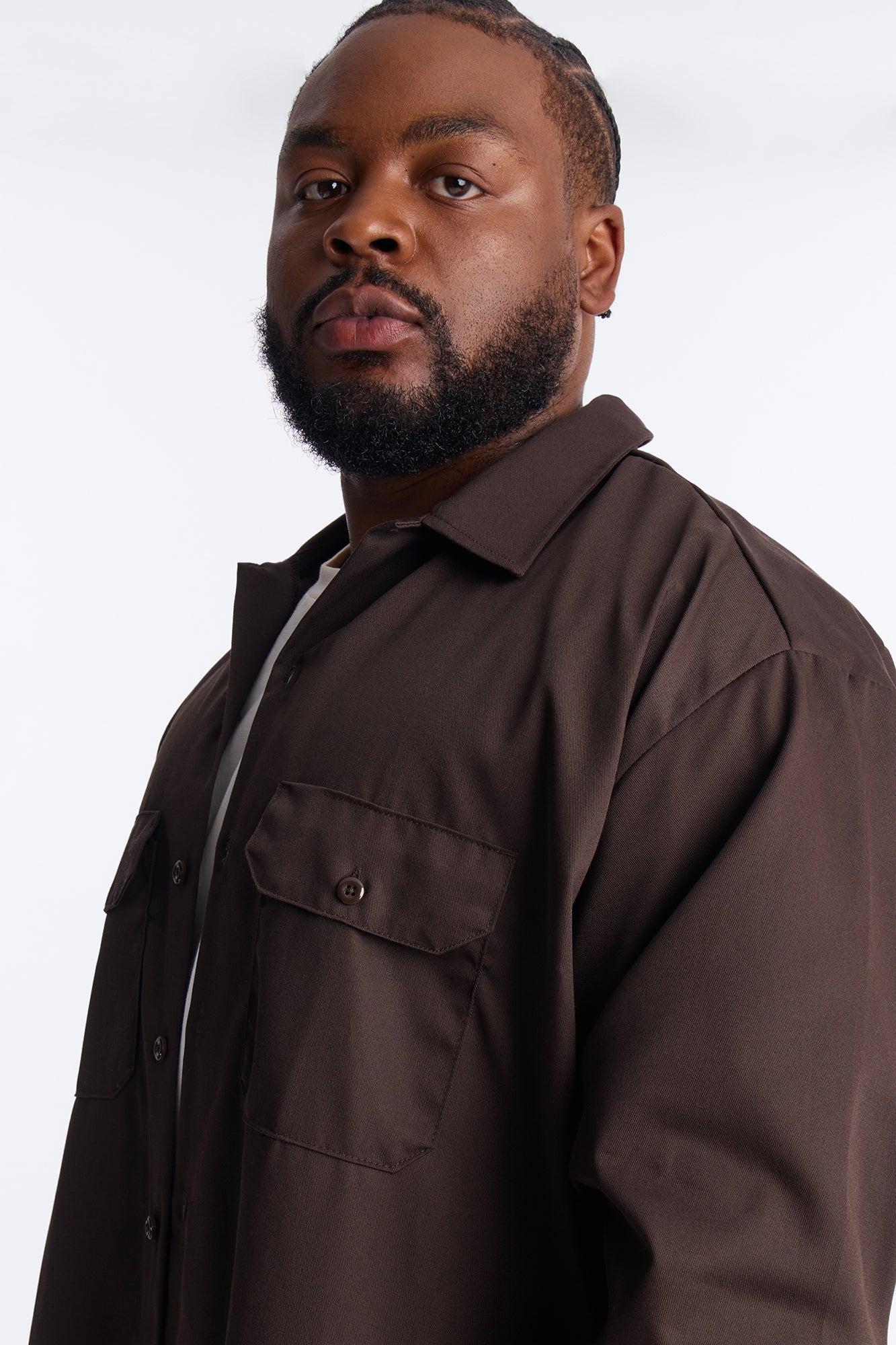Dickies Twill Long Sleeve Work Shirt - Dark Brown Fashion Nova