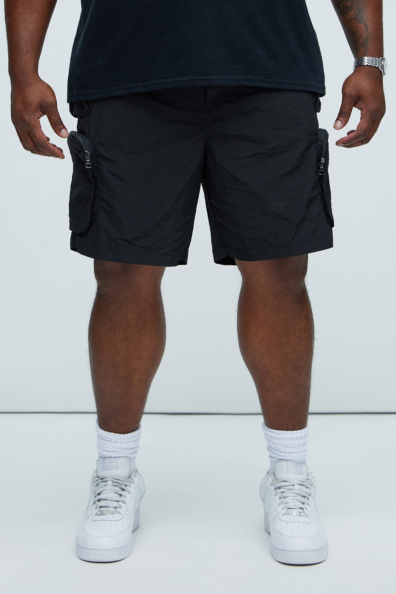 All This And That Nylon Cargo Shorts - Black Fashion Nova