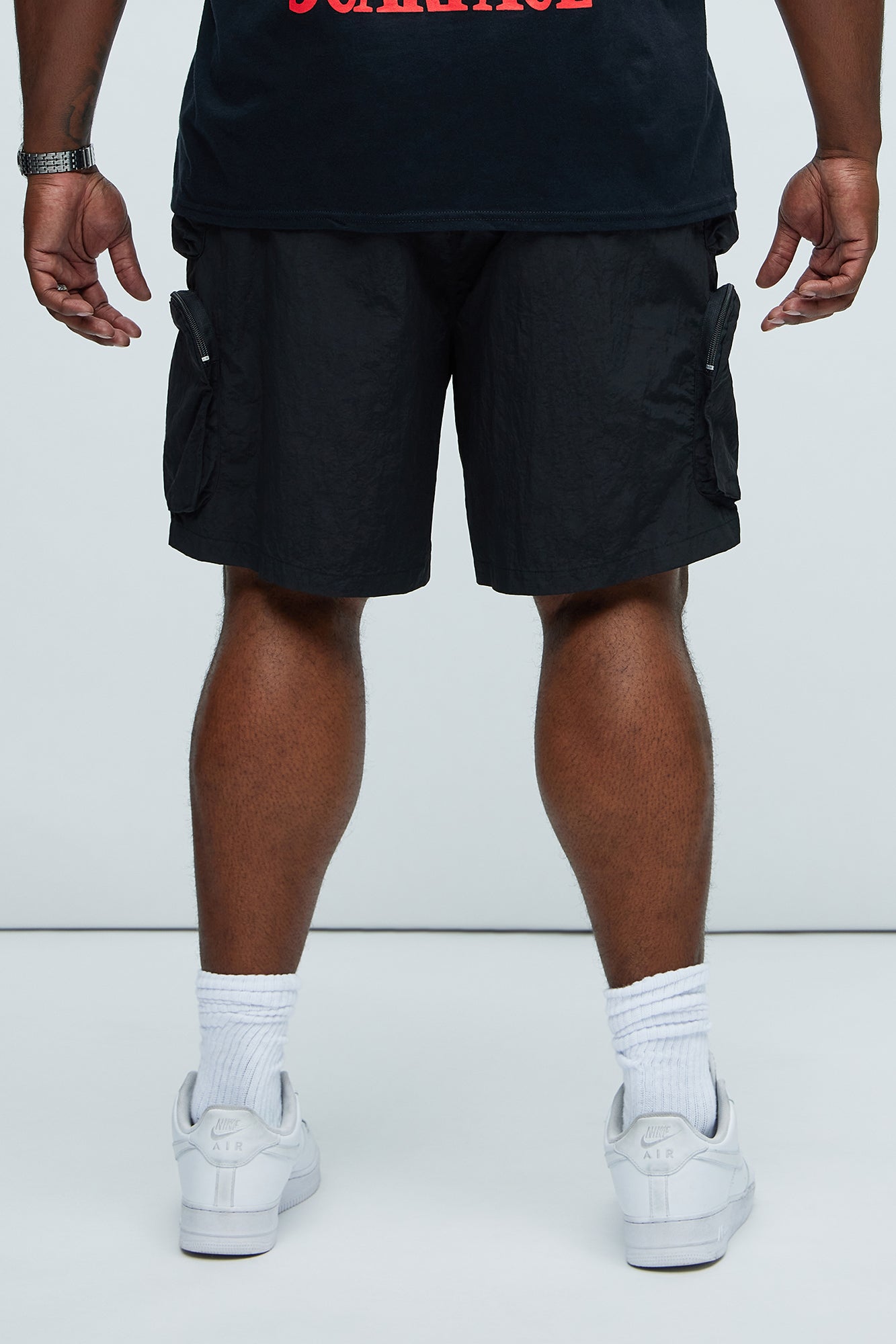All This And That Nylon Cargo Shorts - Black Fashion Nova