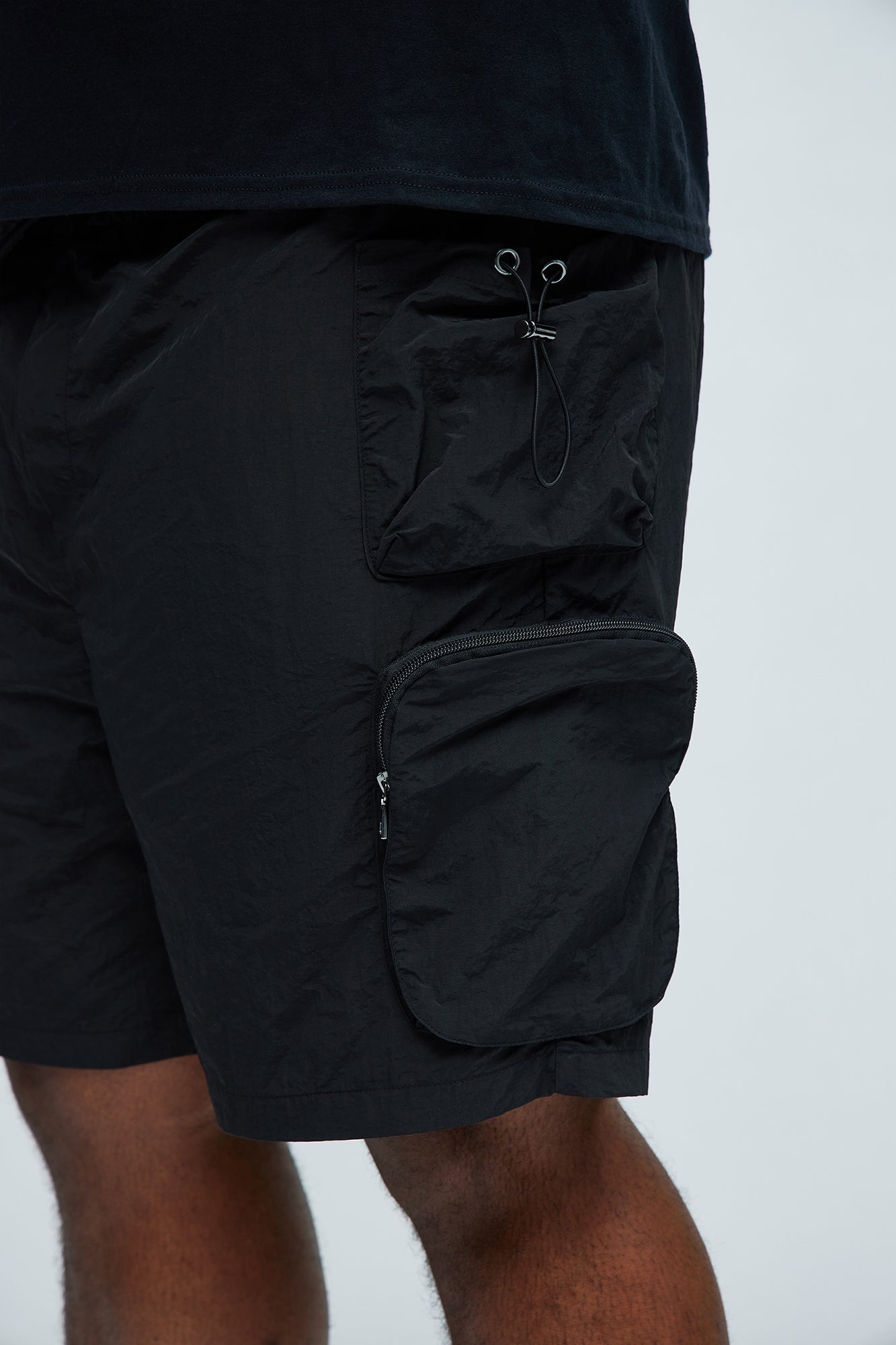 All This And That Nylon Cargo Shorts - Black Fashion Nova