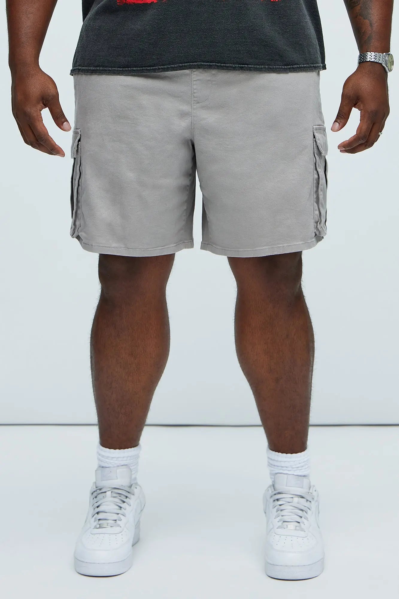 Twill Volley Cargo Shorts - Grey Fashion Nova