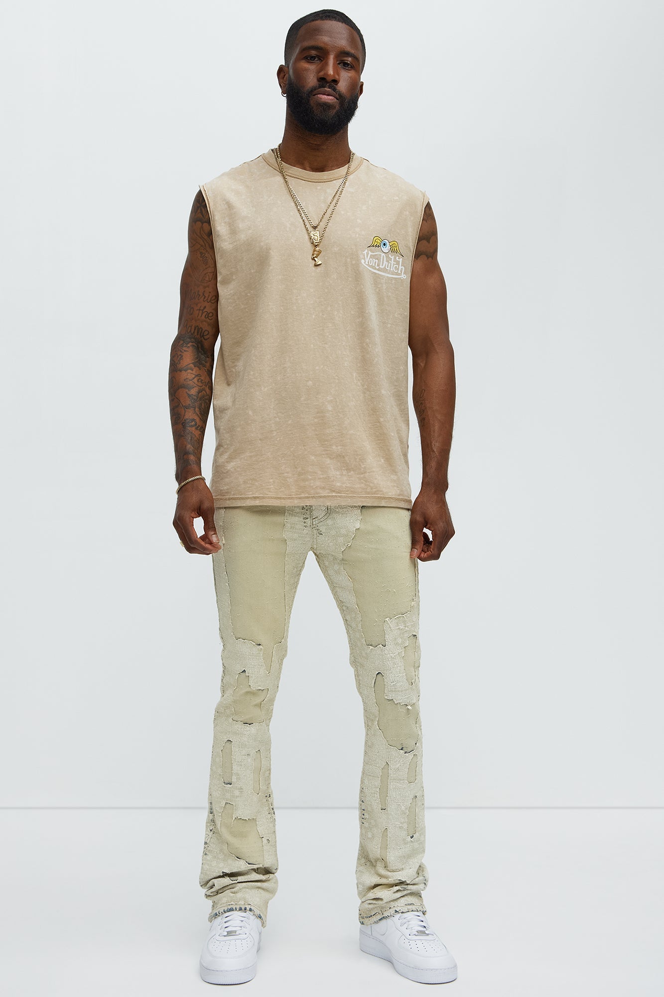 Von Dutch Winged Eye Muscle Tee - Cream Fashion Nova