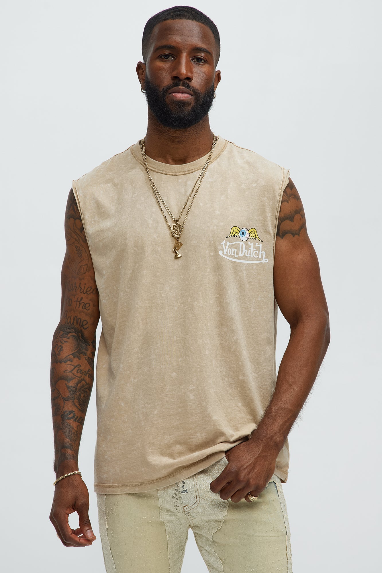 Von Dutch Winged Eye Muscle Tee - Cream Fashion Nova