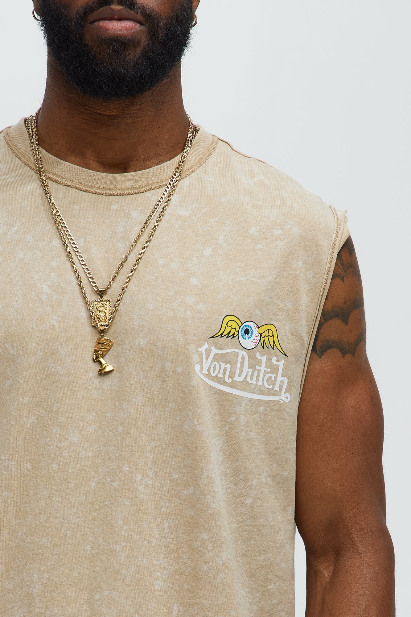 Von Dutch Winged Eye Muscle Tee - Cream Fashion Nova