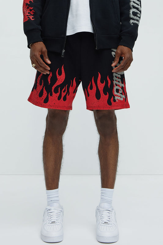 Von Dutch Fire Sweatshorts - Black Fashion Nova