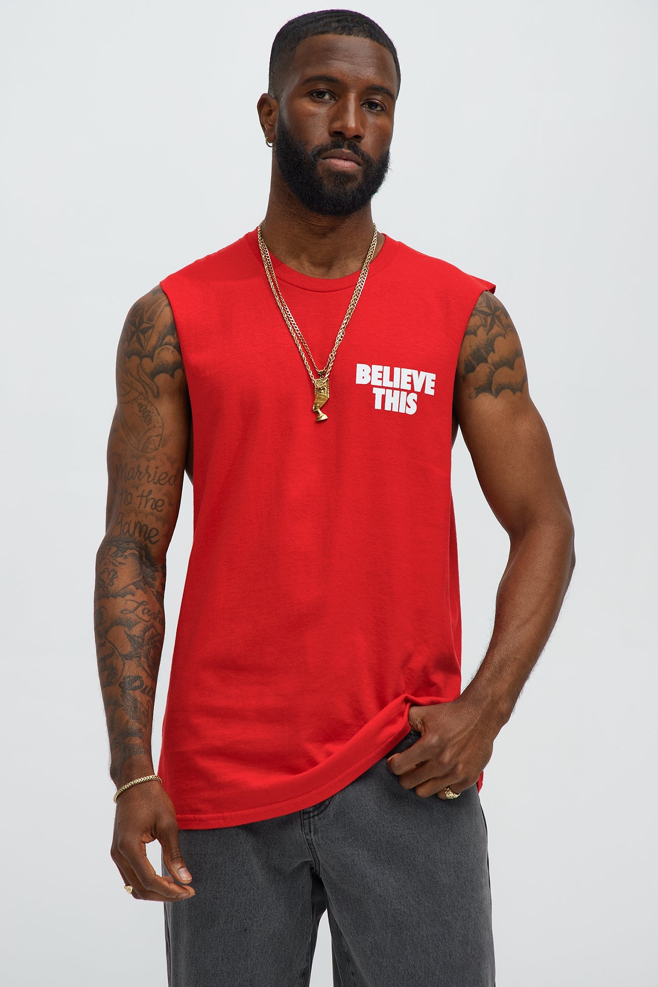 Believe This Muscle Tee - Red Fashion Nova