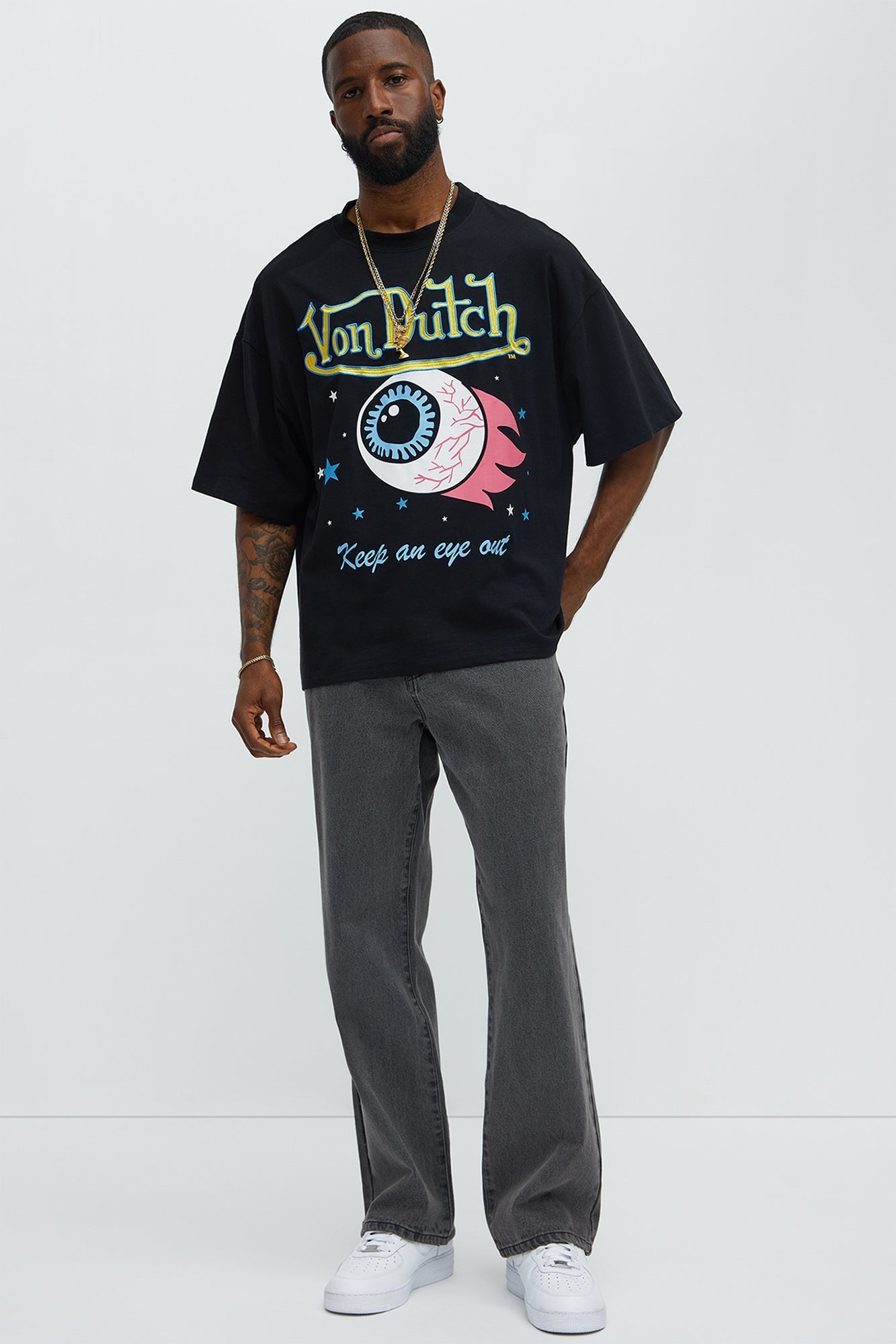 Von Dutch Eye Out Oversized Tee - Black Fashion Nova