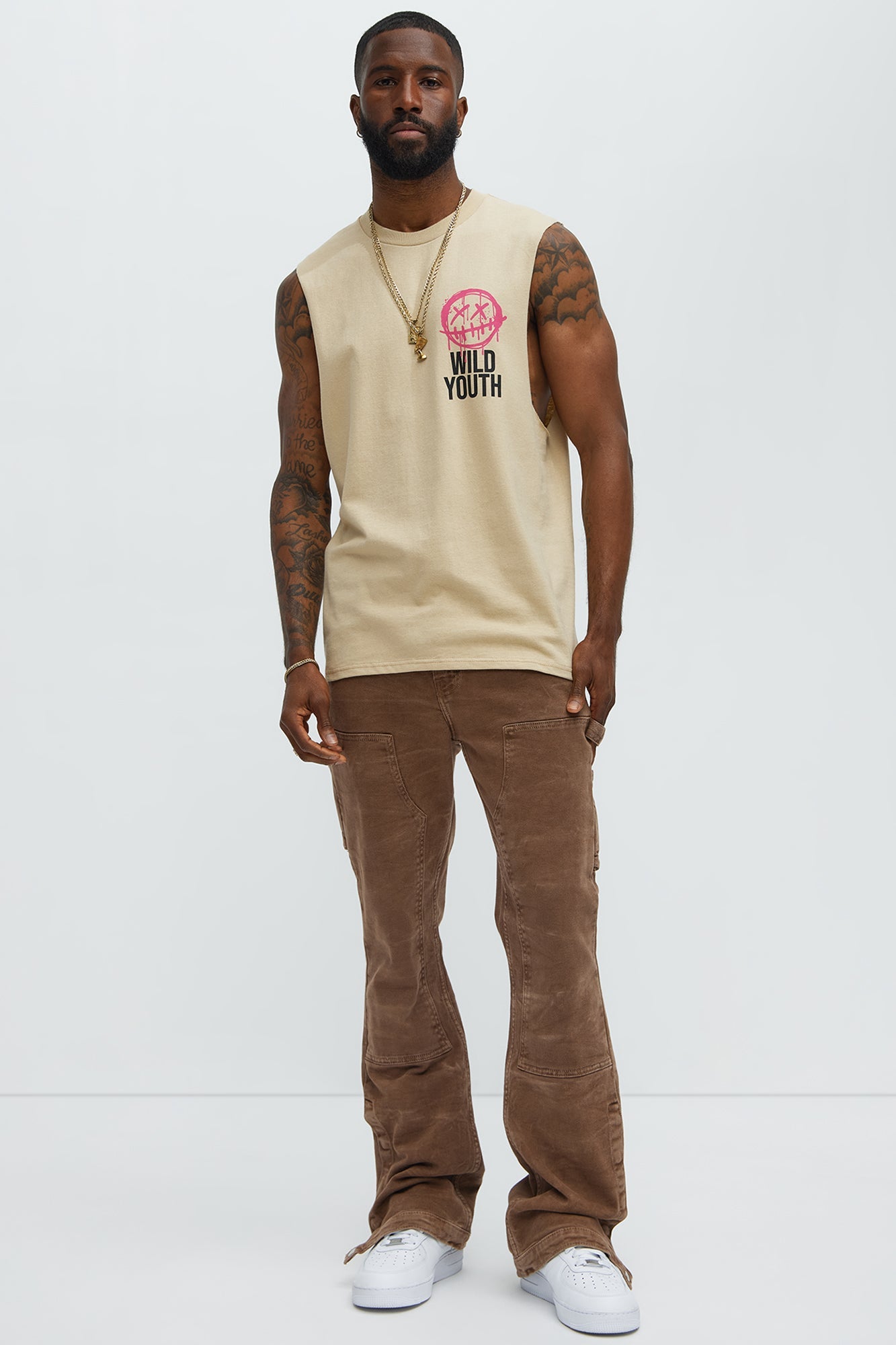Wild Youth Muscle Tee - Sand Fashion Nova