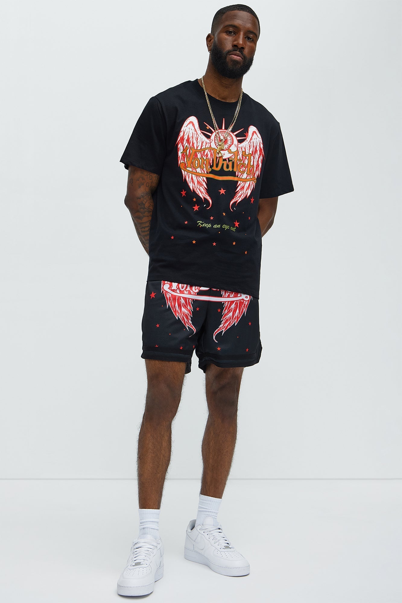 Von Dutch Eyeball Relaxed Drawstring Shorts - Black Fashion Nova