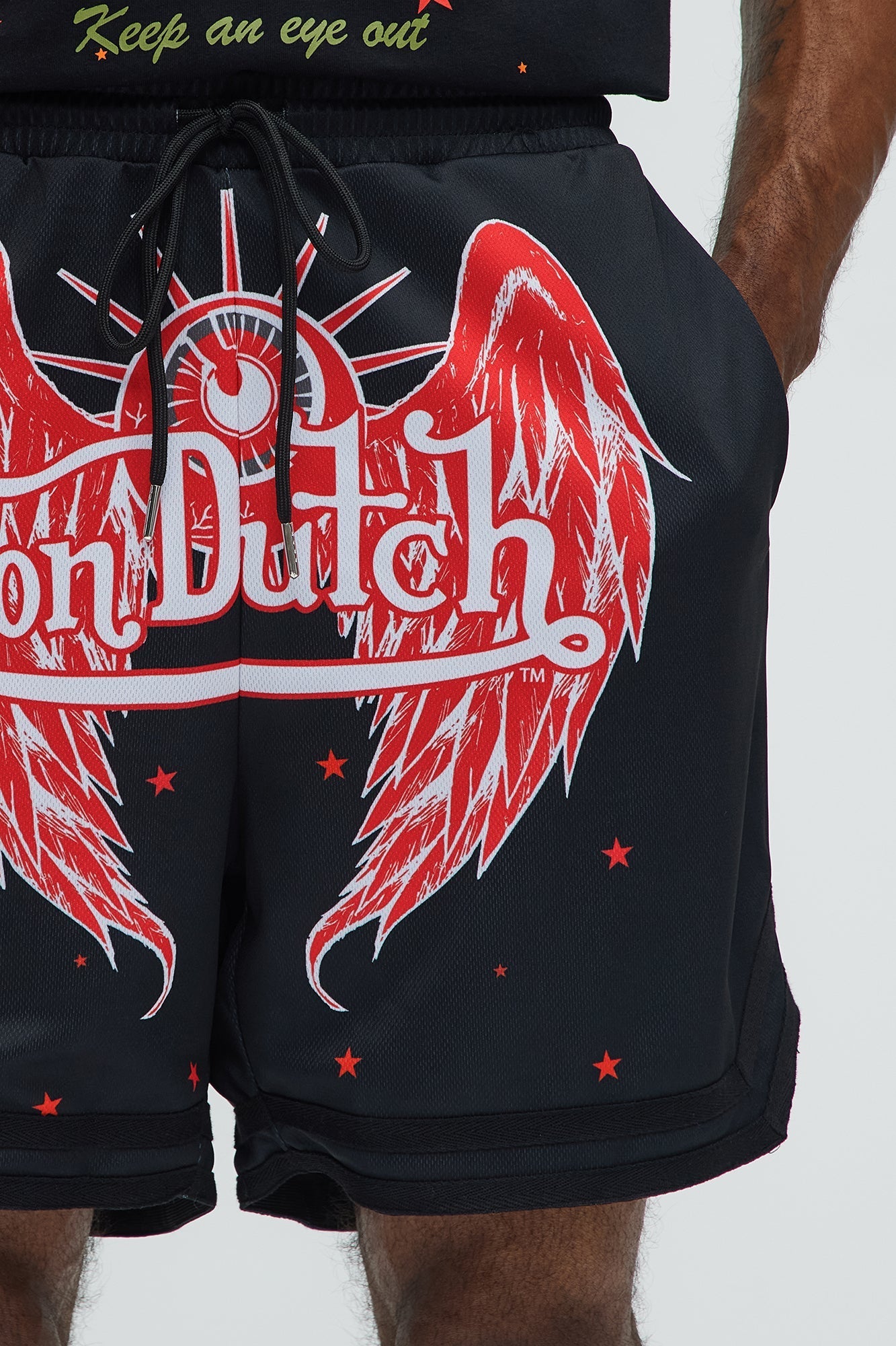 Von Dutch Eyeball Relaxed Drawstring Shorts - Black Fashion Nova