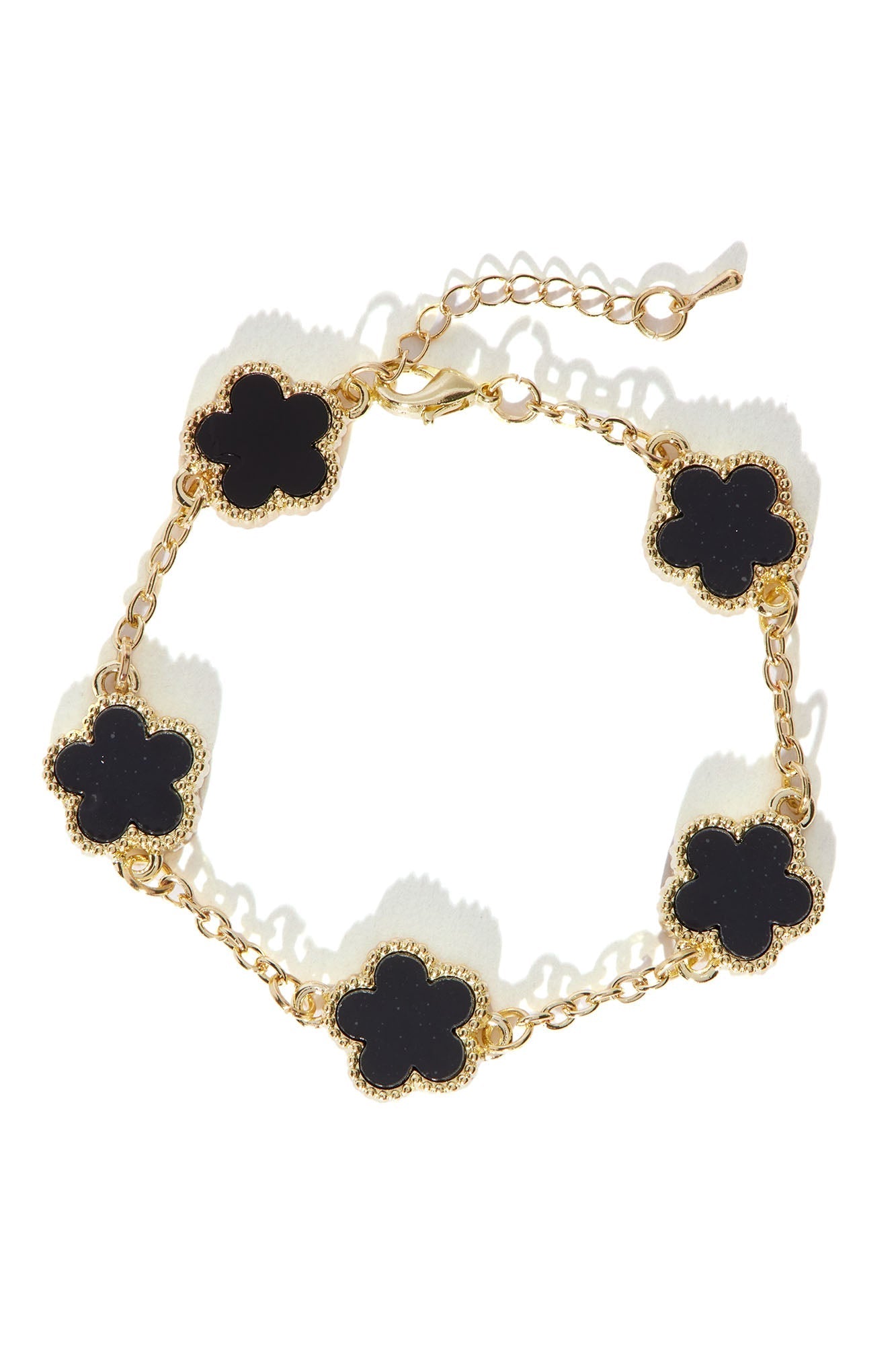 Iced Multi Clover Bracelet - Gold/Black Fashion Nova