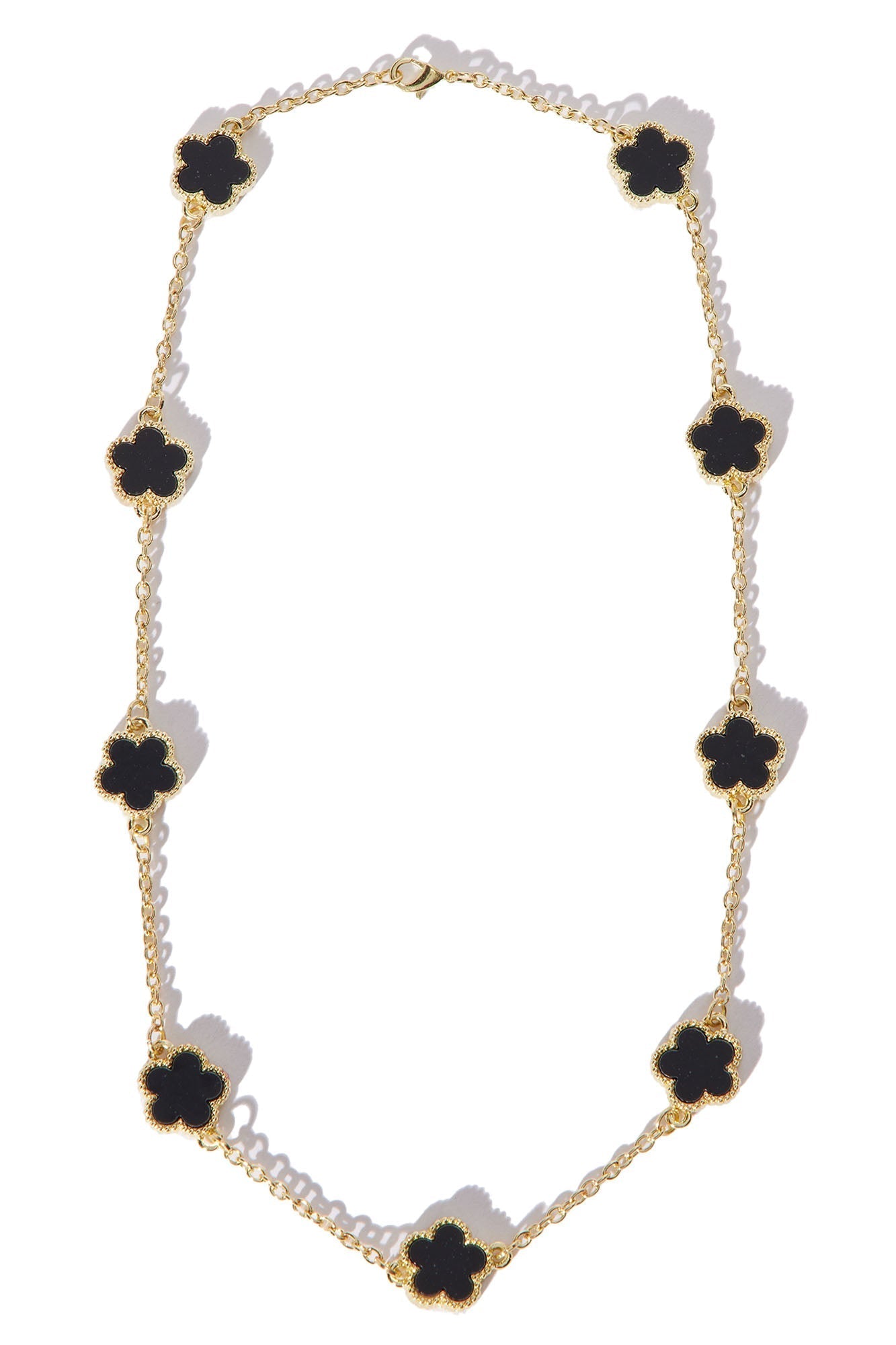 Iced Multi Clover Chain Necklace - Gold/Black Fashion Nova