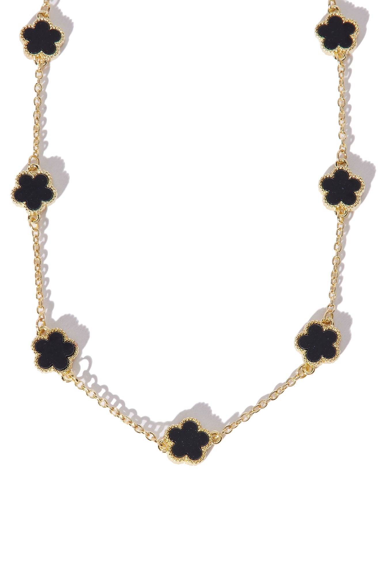 Iced Multi Clover Chain Necklace - Gold/Black Fashion Nova