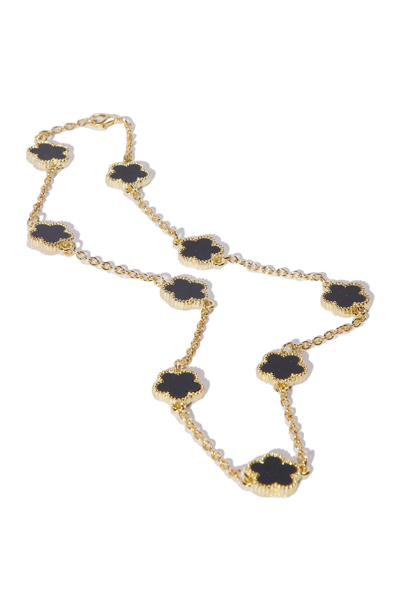 Iced Multi Clover Chain Necklace - Gold/Black Fashion Nova
