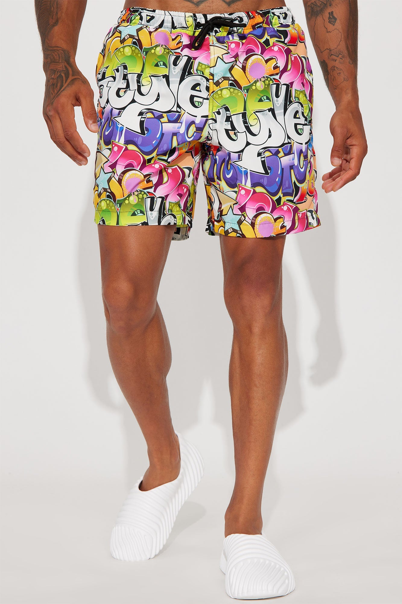 All That Graffiti Swim Trunk 7″ - Multi Color Fashion Nova