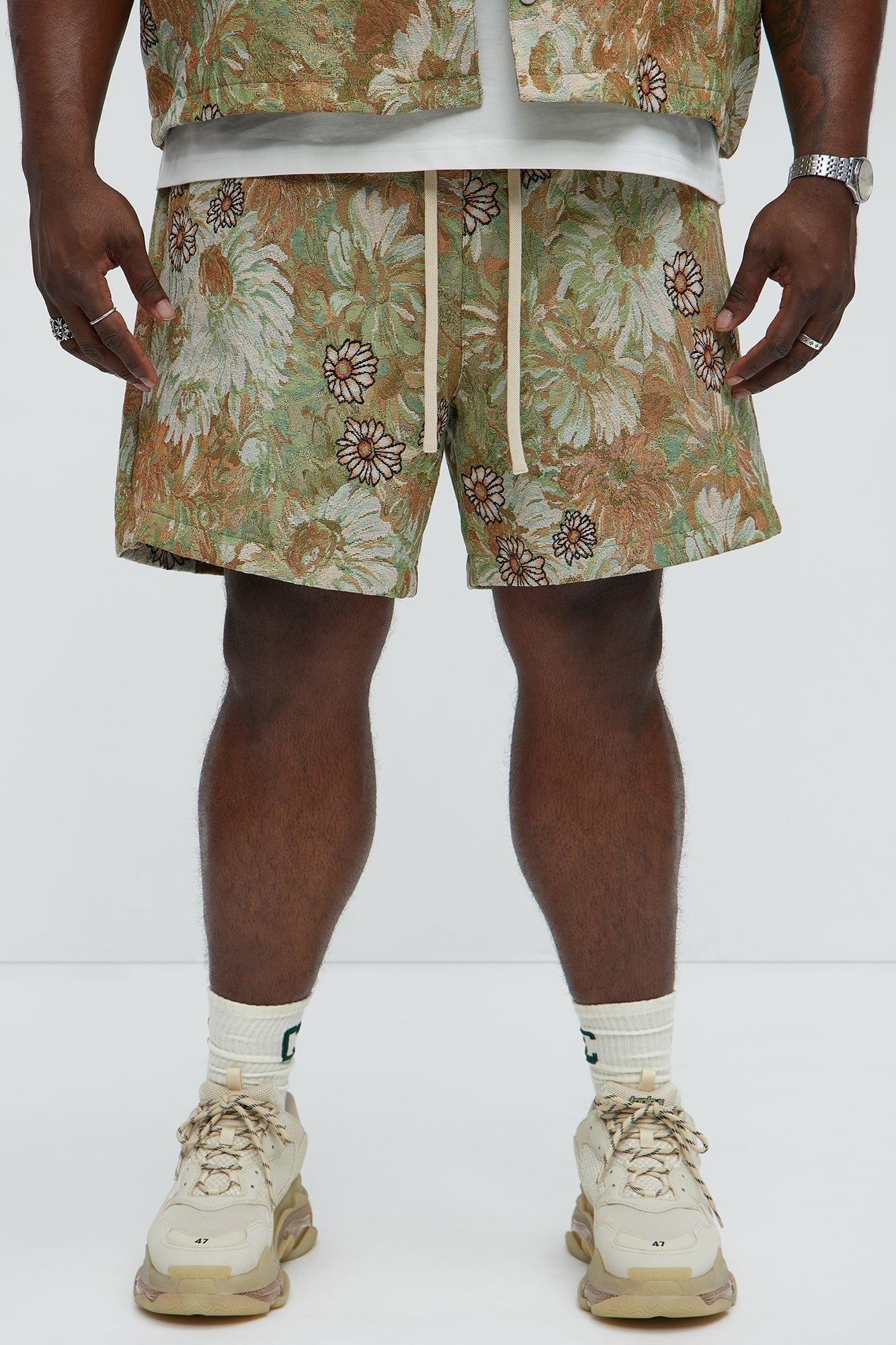 Judas Tapestry Shorts - Green/combo Fashion Nova