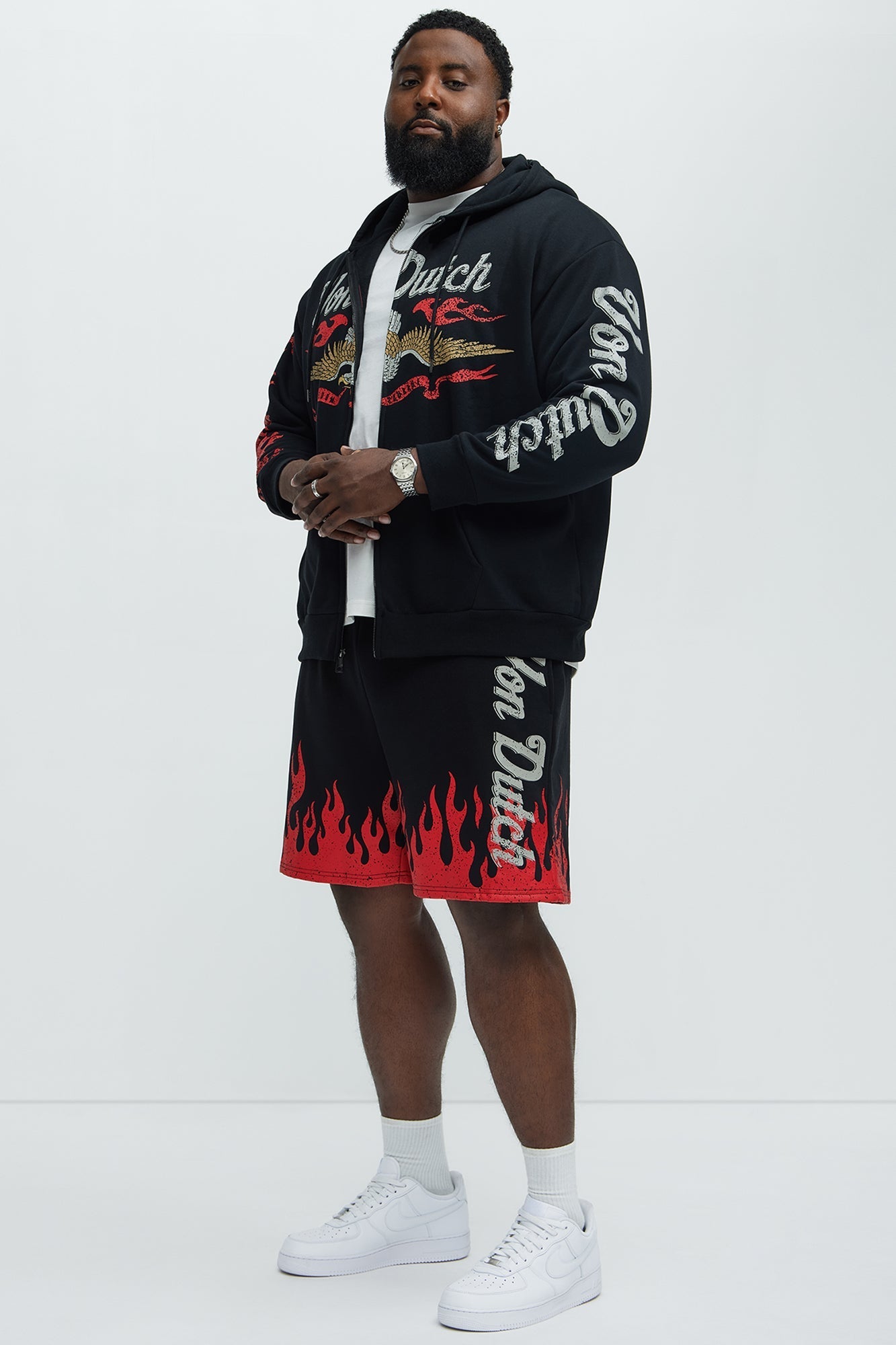 Von Dutch Fire Sweatshorts - Black Fashion Nova