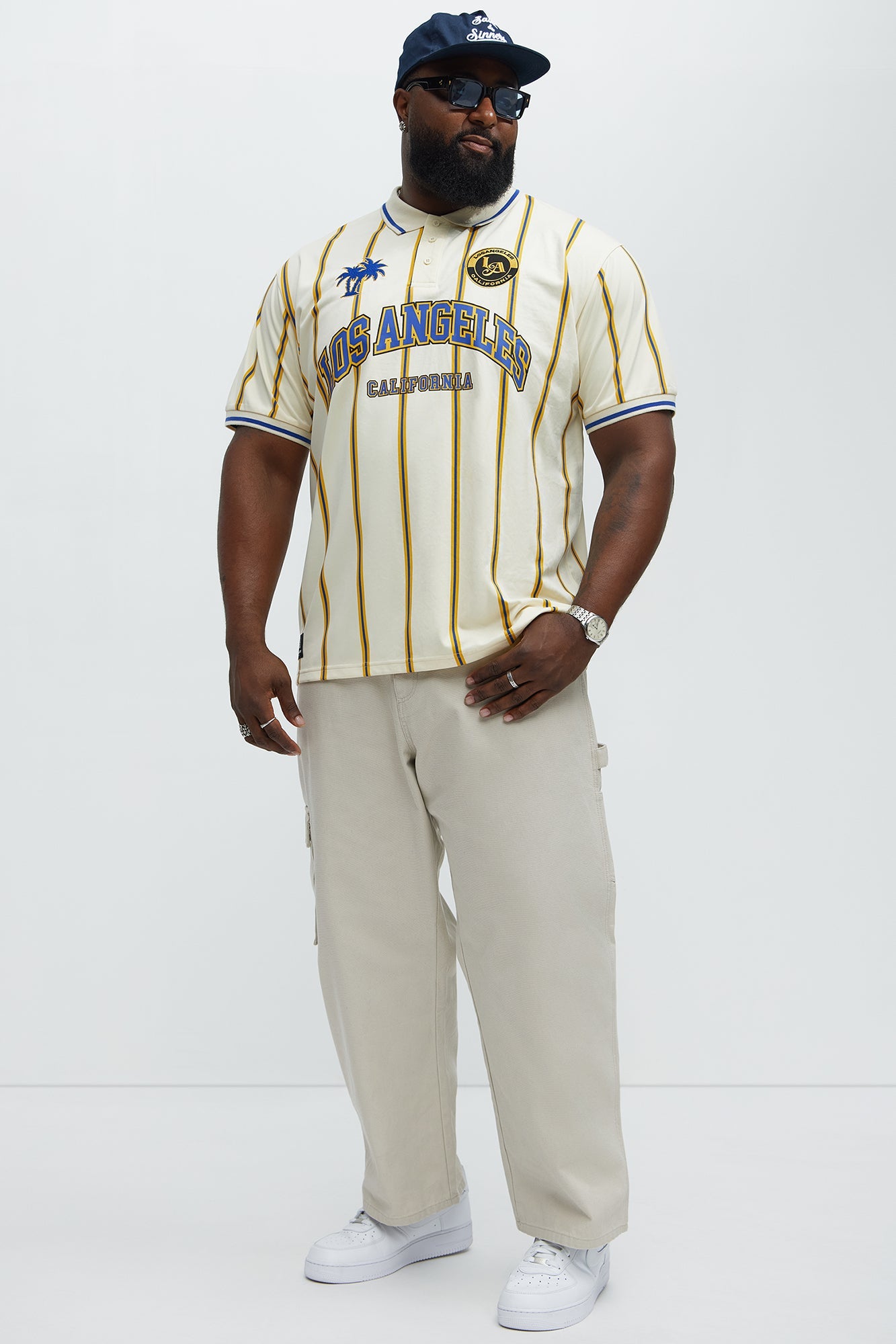 Los Angeles Striped Polo - Blue/combo Fashion Nova