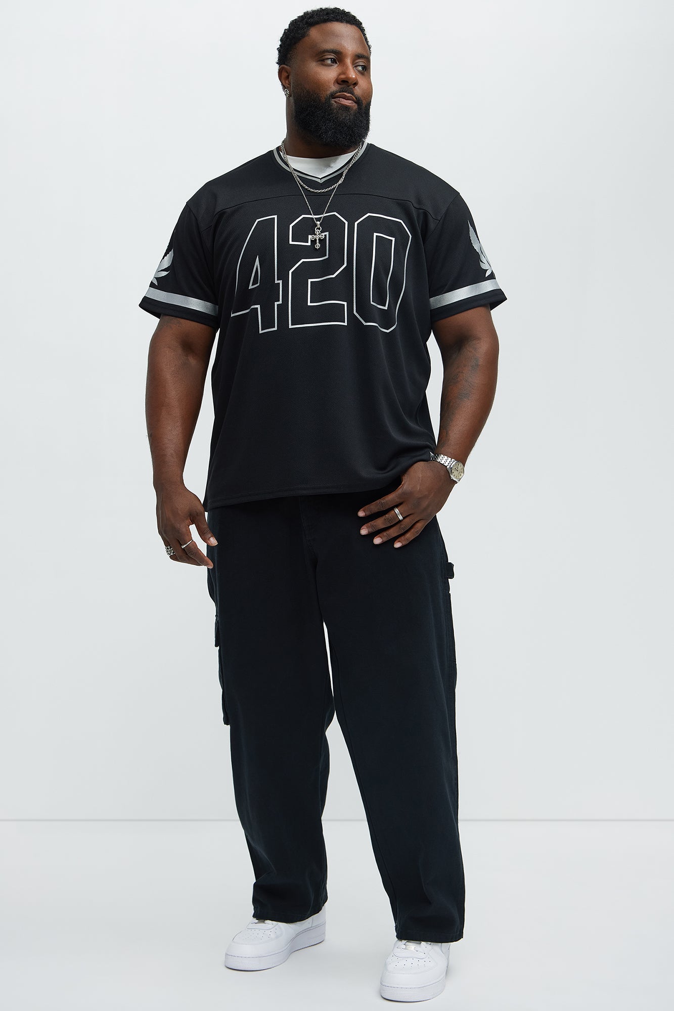 420 Mesh Football Jersey - Black Fashion Nova