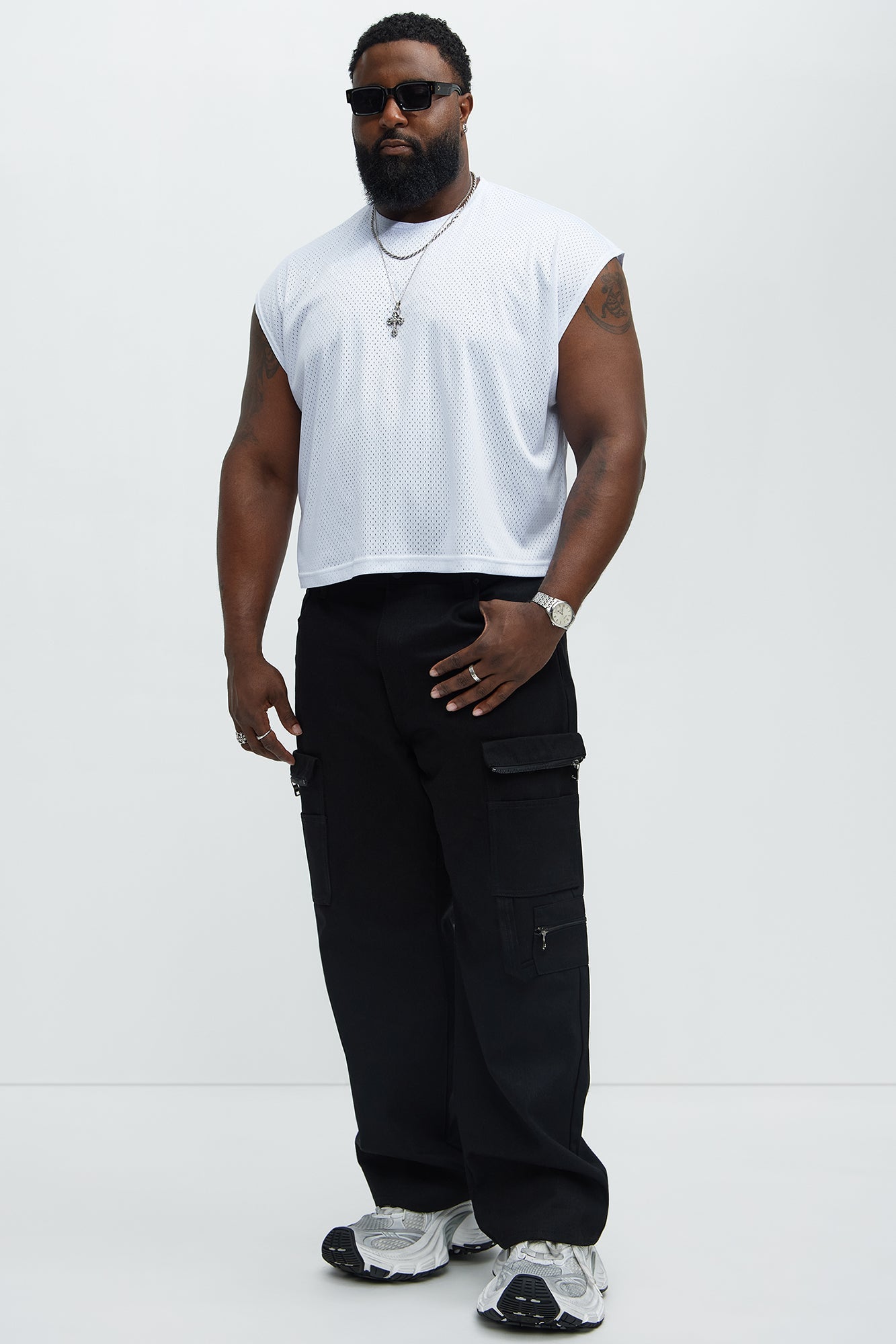 Boxy Mesh Sleeveless Muscle Tee - White Fashion Nova