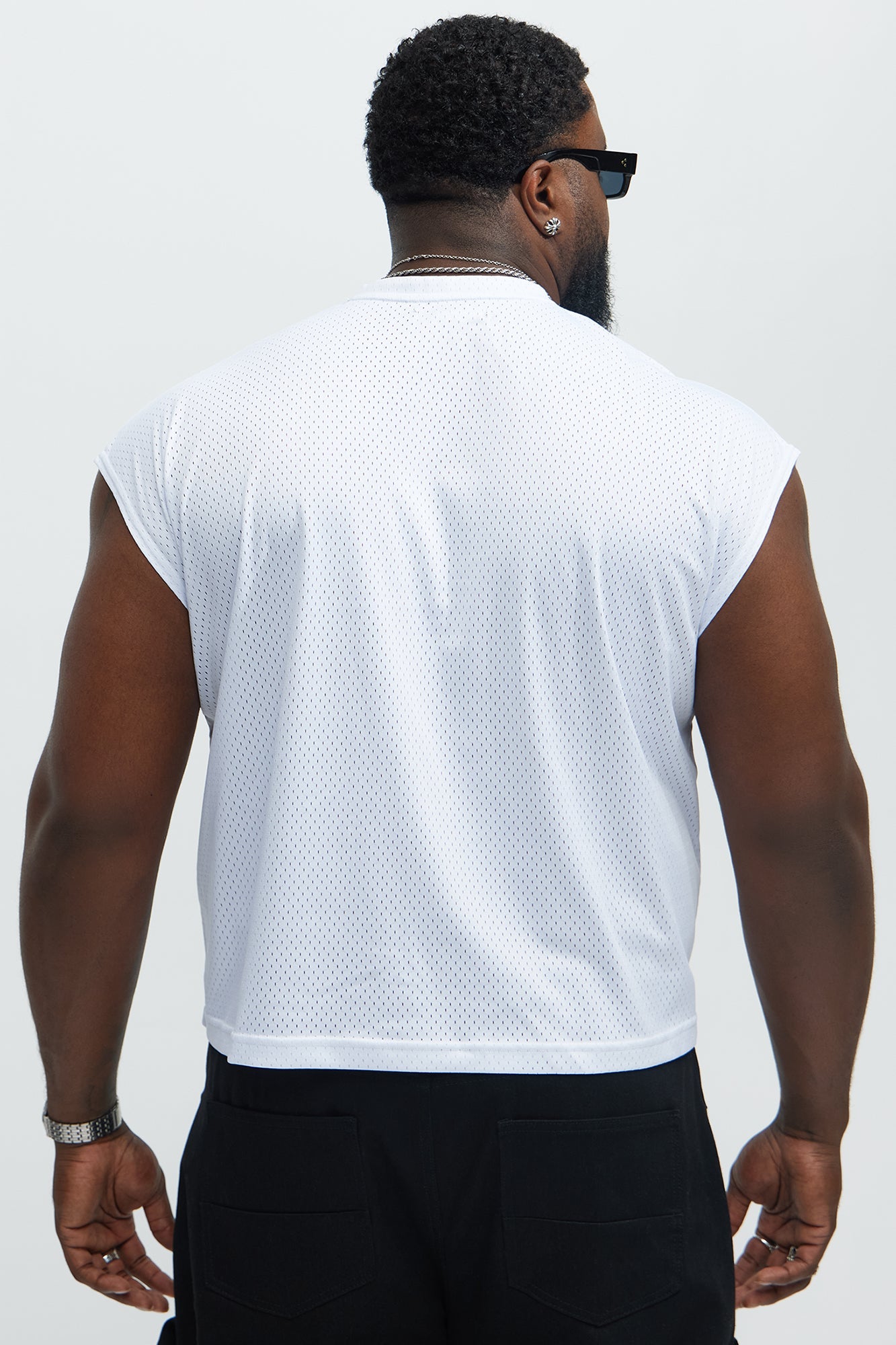 Boxy Mesh Sleeveless Muscle Tee - White Fashion Nova