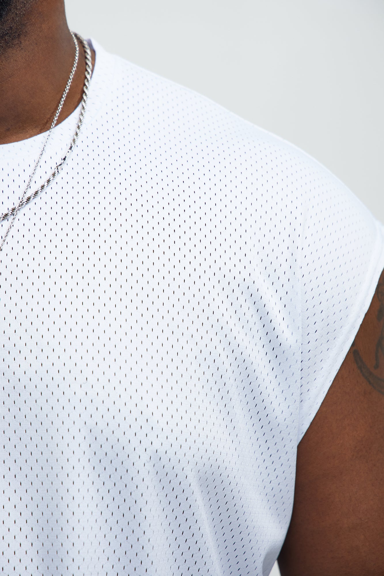 Boxy Mesh Sleeveless Muscle Tee - White Fashion Nova