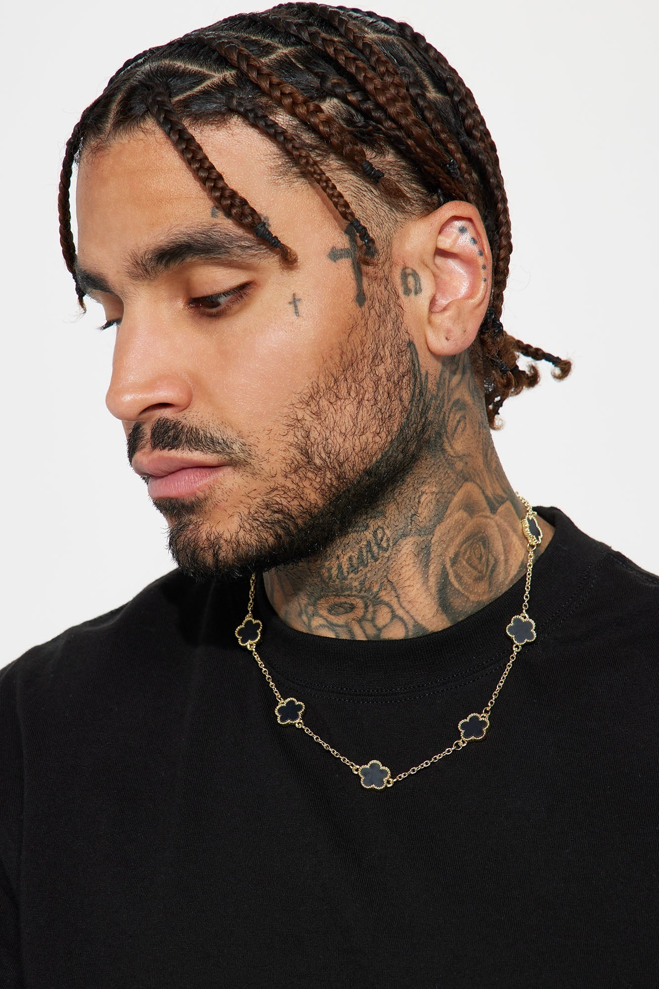 Iced Multi Clover Chain Necklace - Gold/Black Fashion Nova
