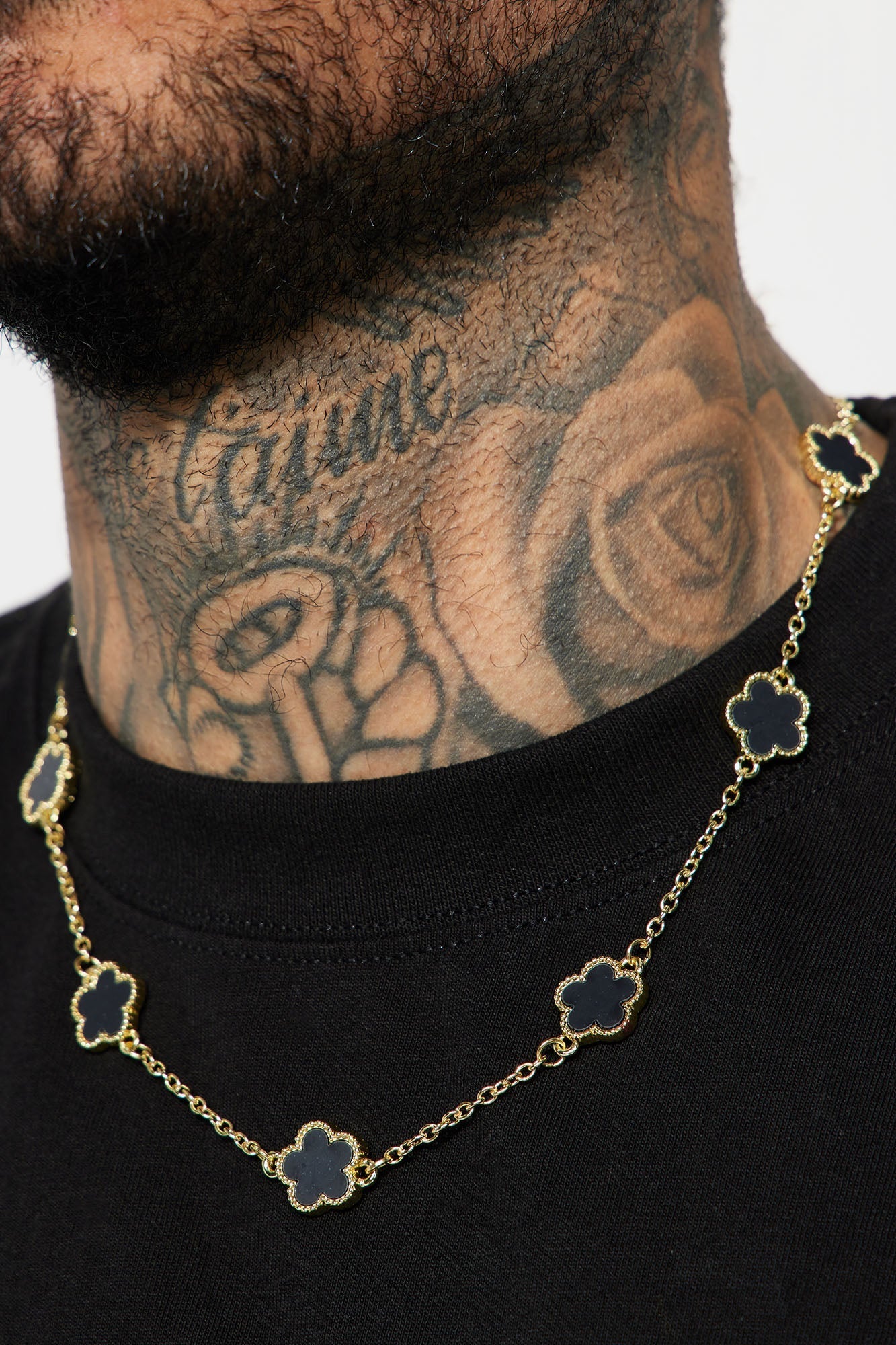 Iced Multi Clover Chain Necklace - Gold/Black Fashion Nova