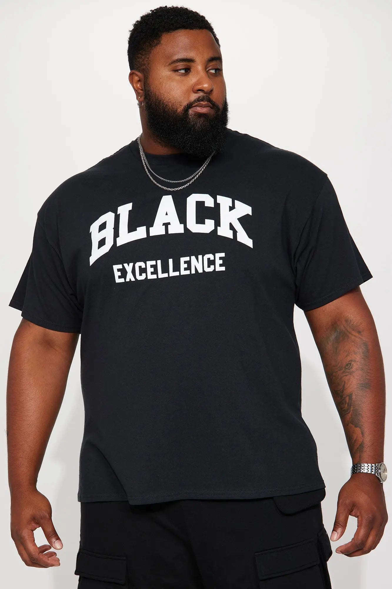 Black Excellence Varsity Short Sleeve Tee - Black Fashion Nova
