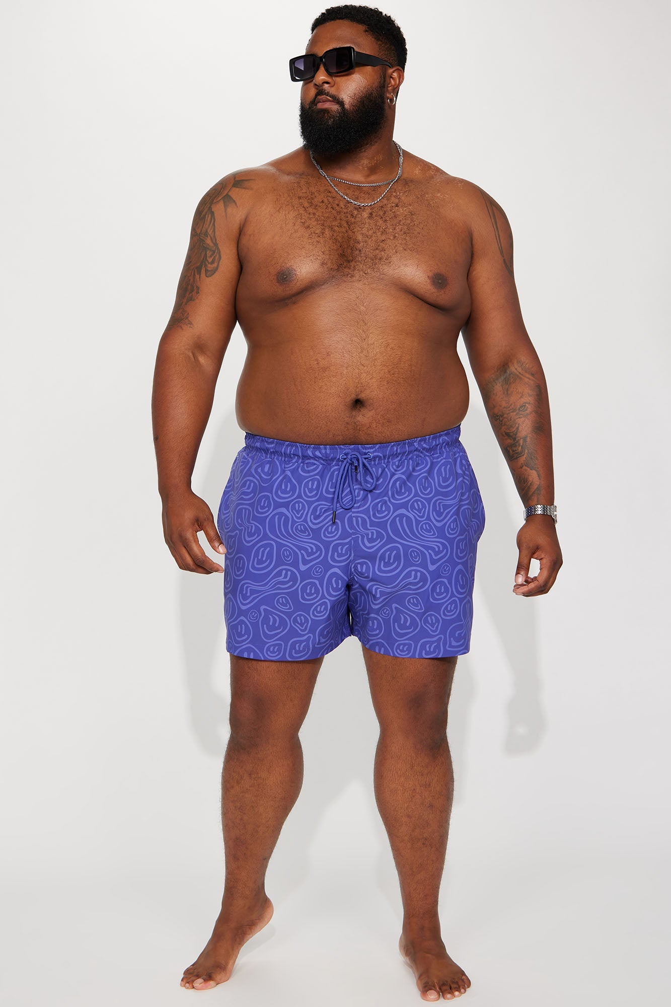 Good Day Print Change Swim Trunk 6″ - Purple Fashion Nova
