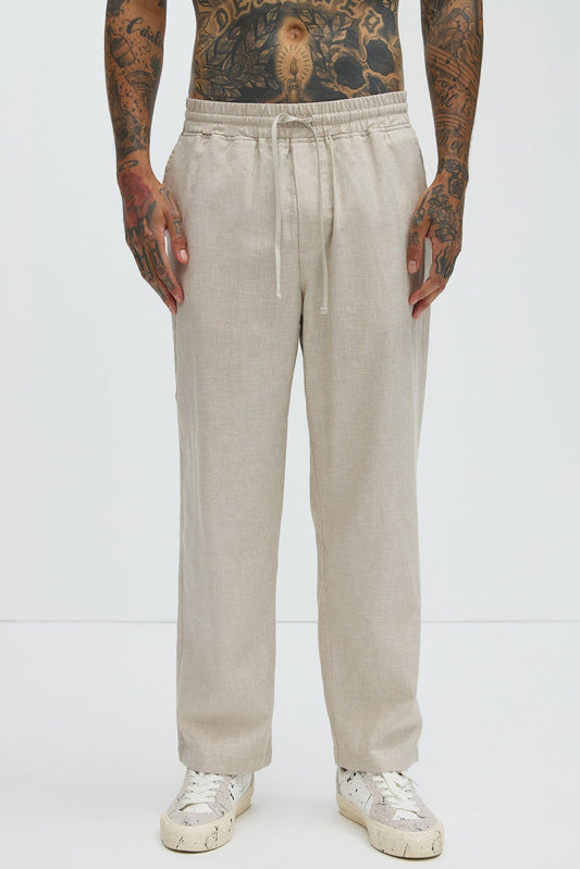 Bahamas Straight Linen Pants - Stone Fashion Nova