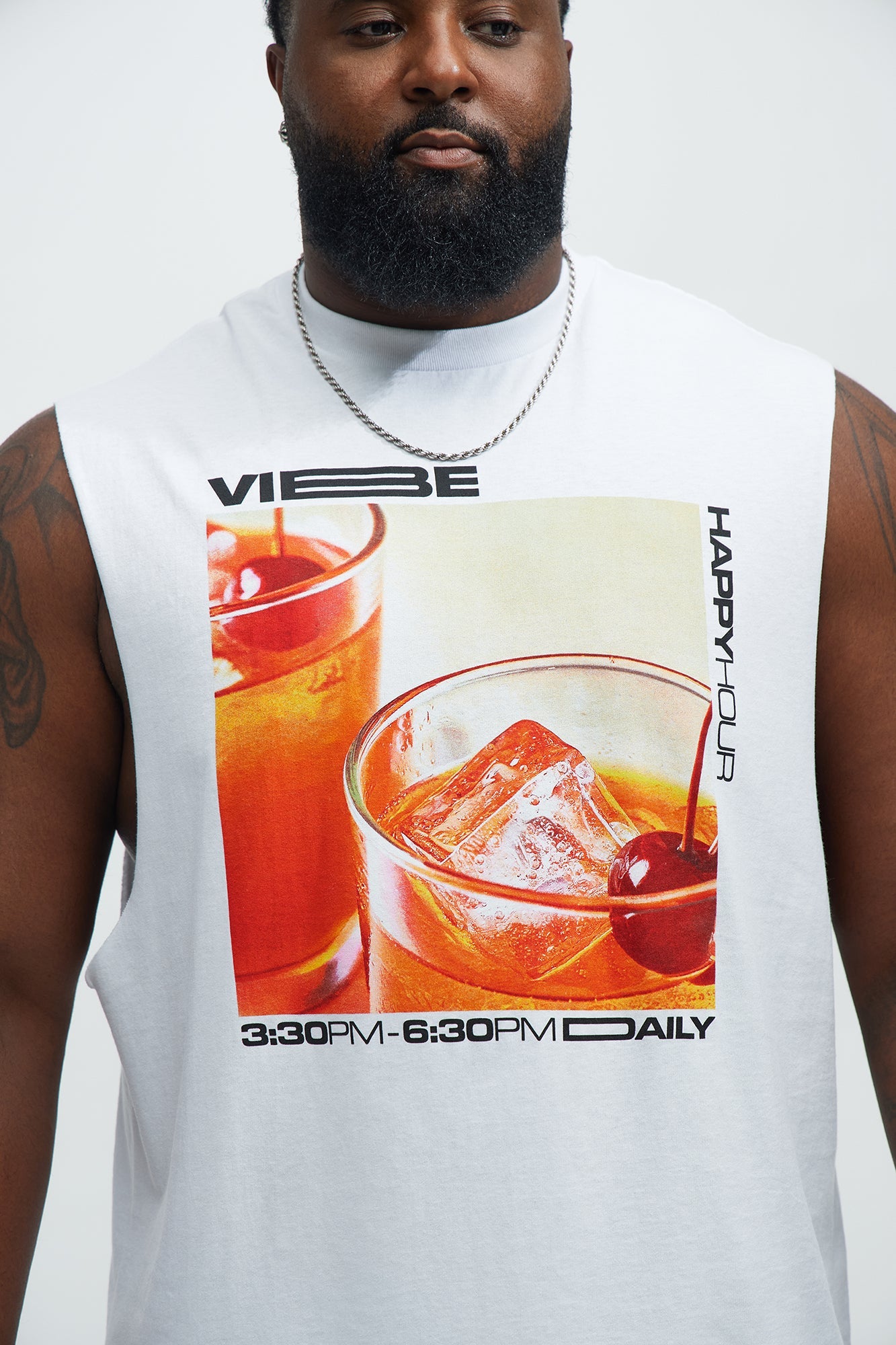 Vibe Happy Hour Muscle Tee - White Fashion Nova