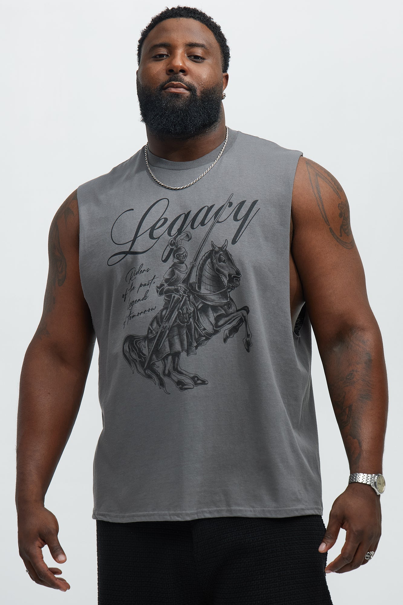 Legacy Muscle Tee - Charcoal Fashion Nova