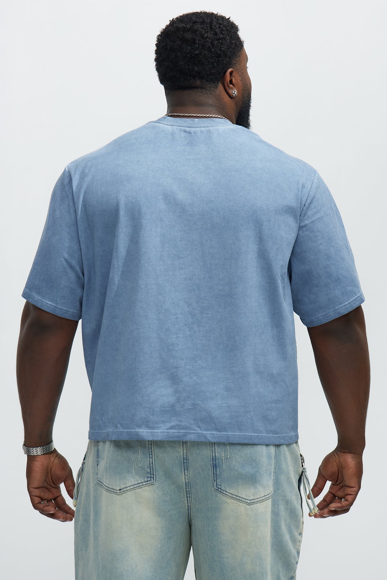 Tinted Wash Boxy Cropped Heavyweight Short Sleeve Tee - Blue Fashion Nova