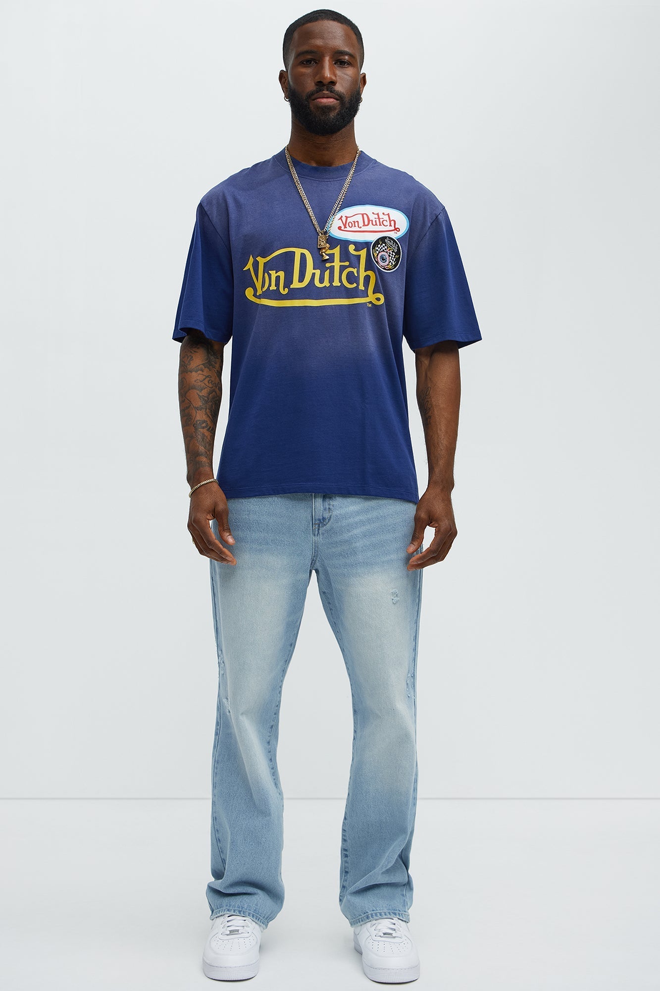 Von Dutch Patch Short Sleeve Crew Tee - Navy Fashion Nova