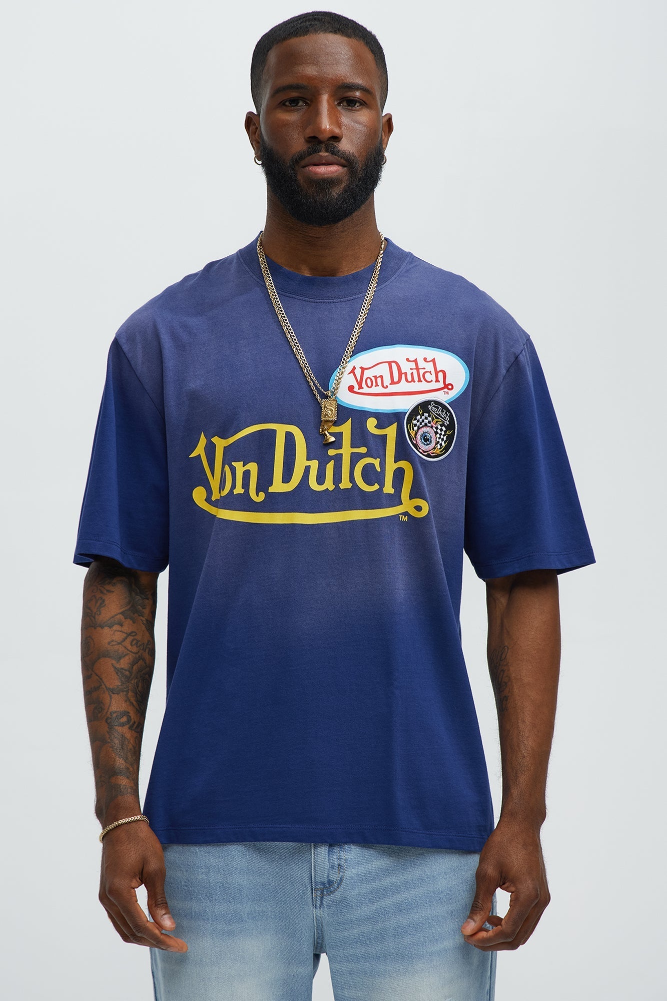 Von Dutch Patch Short Sleeve Crew Tee - Navy Fashion Nova