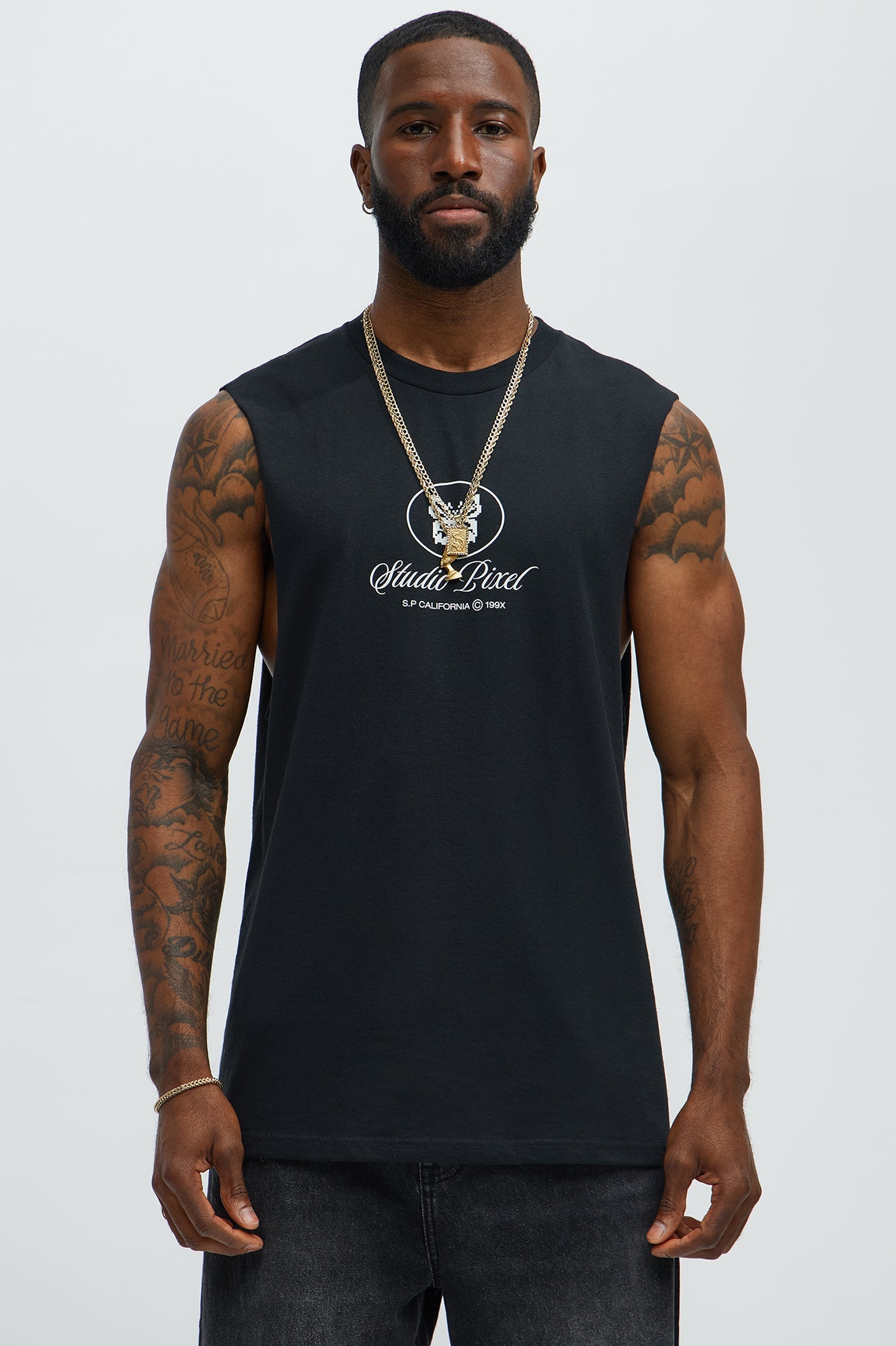 Studio Pixel Muscle Tee - Black Fashion Nova